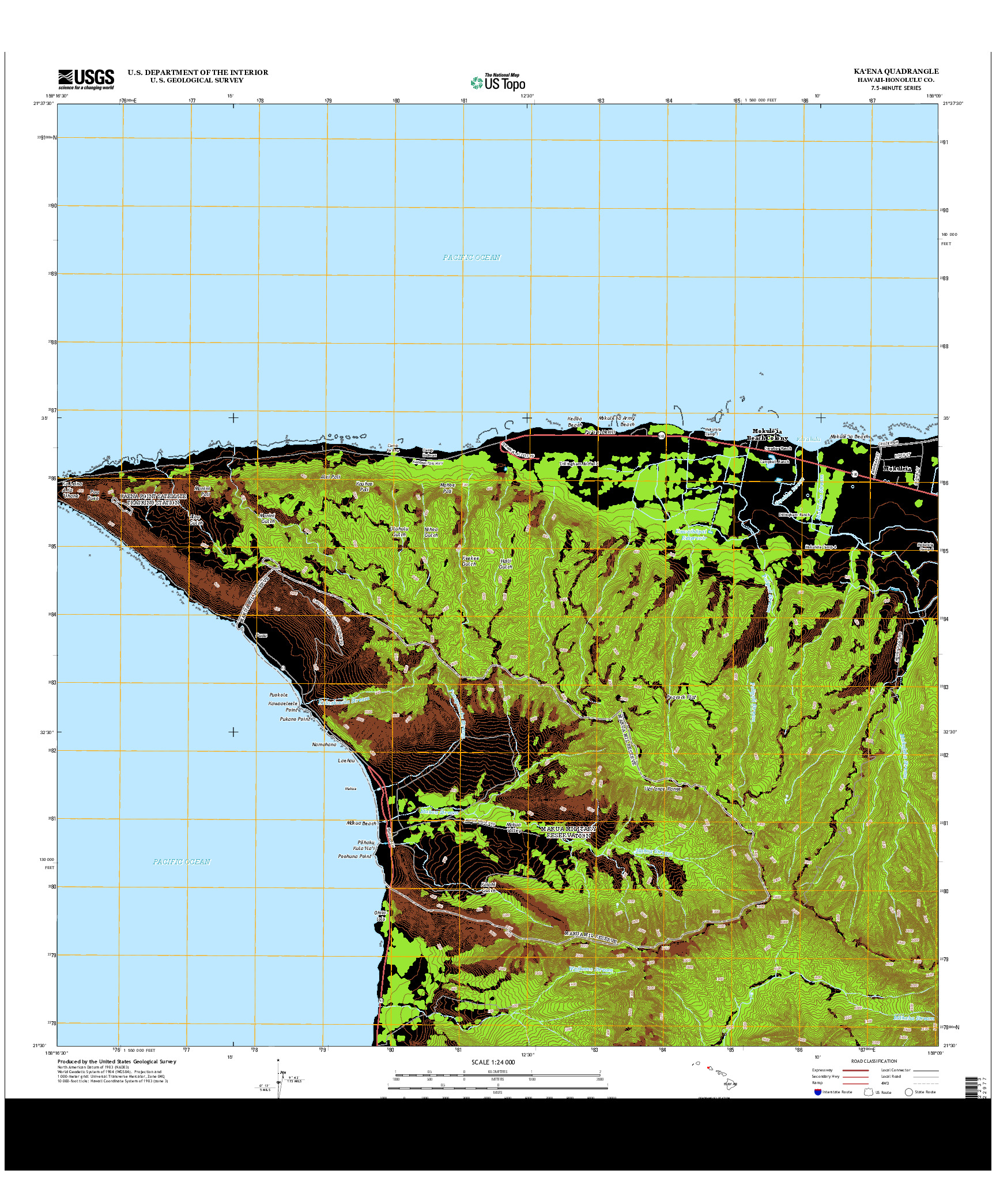 USGS US TOPO 7.5-MINUTE MAP FOR KA`ENA, HI 2013