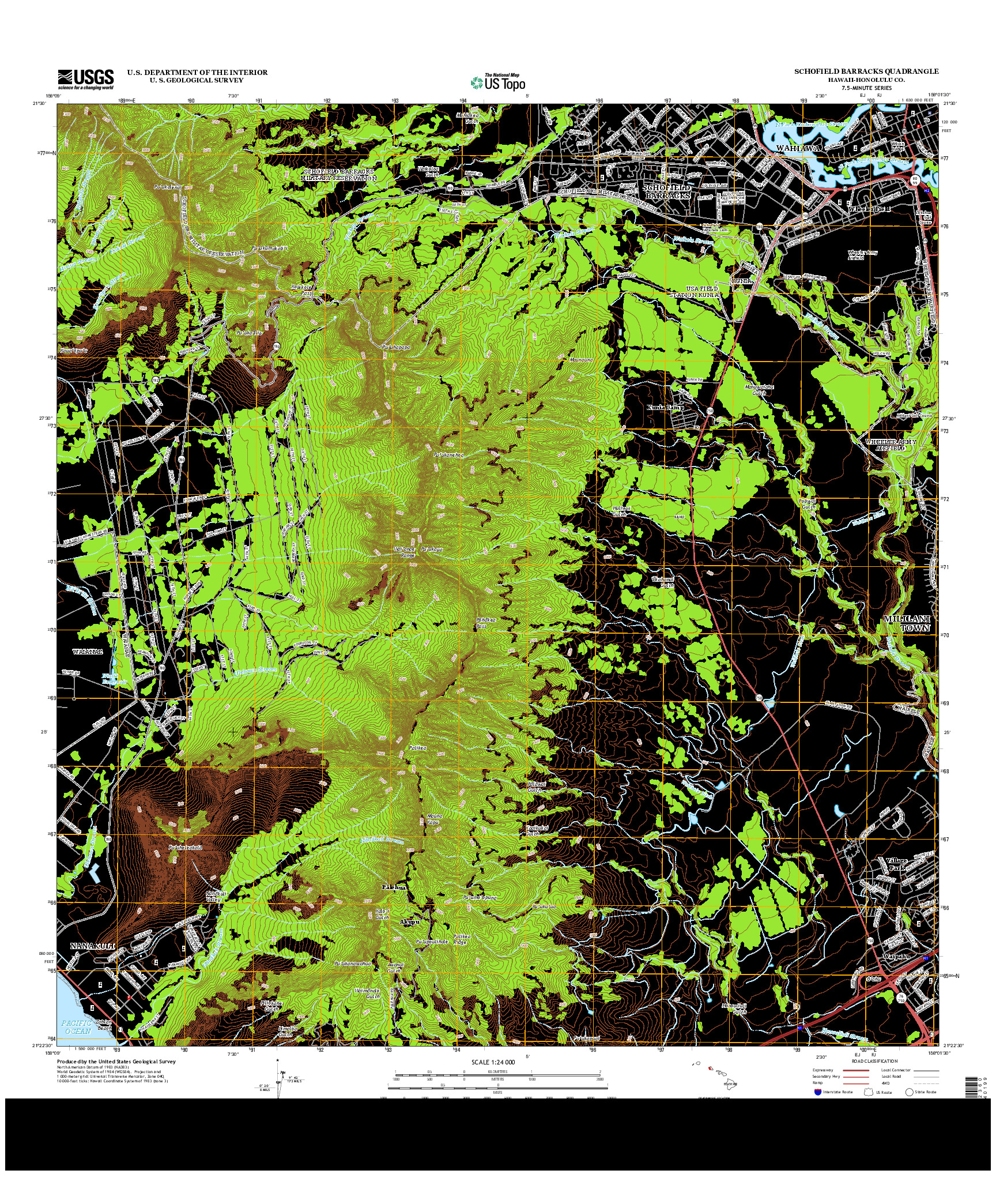 USGS US TOPO 7.5-MINUTE MAP FOR SCHOFIELD BARRACKS, HI 2013
