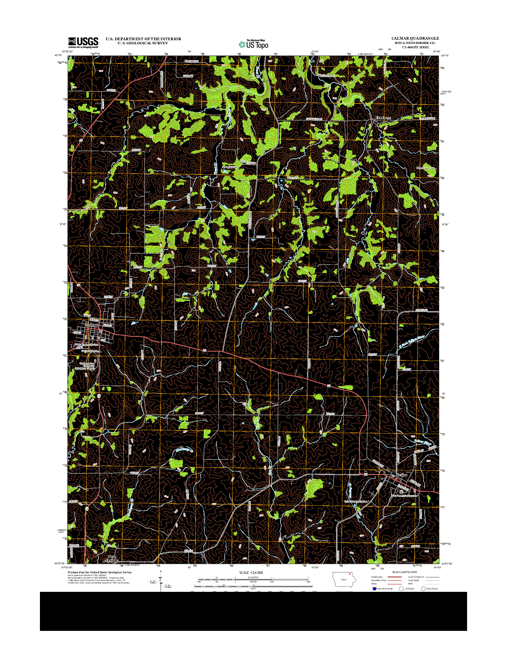 USGS US TOPO 7.5-MINUTE MAP FOR CALMAR, IA 2013