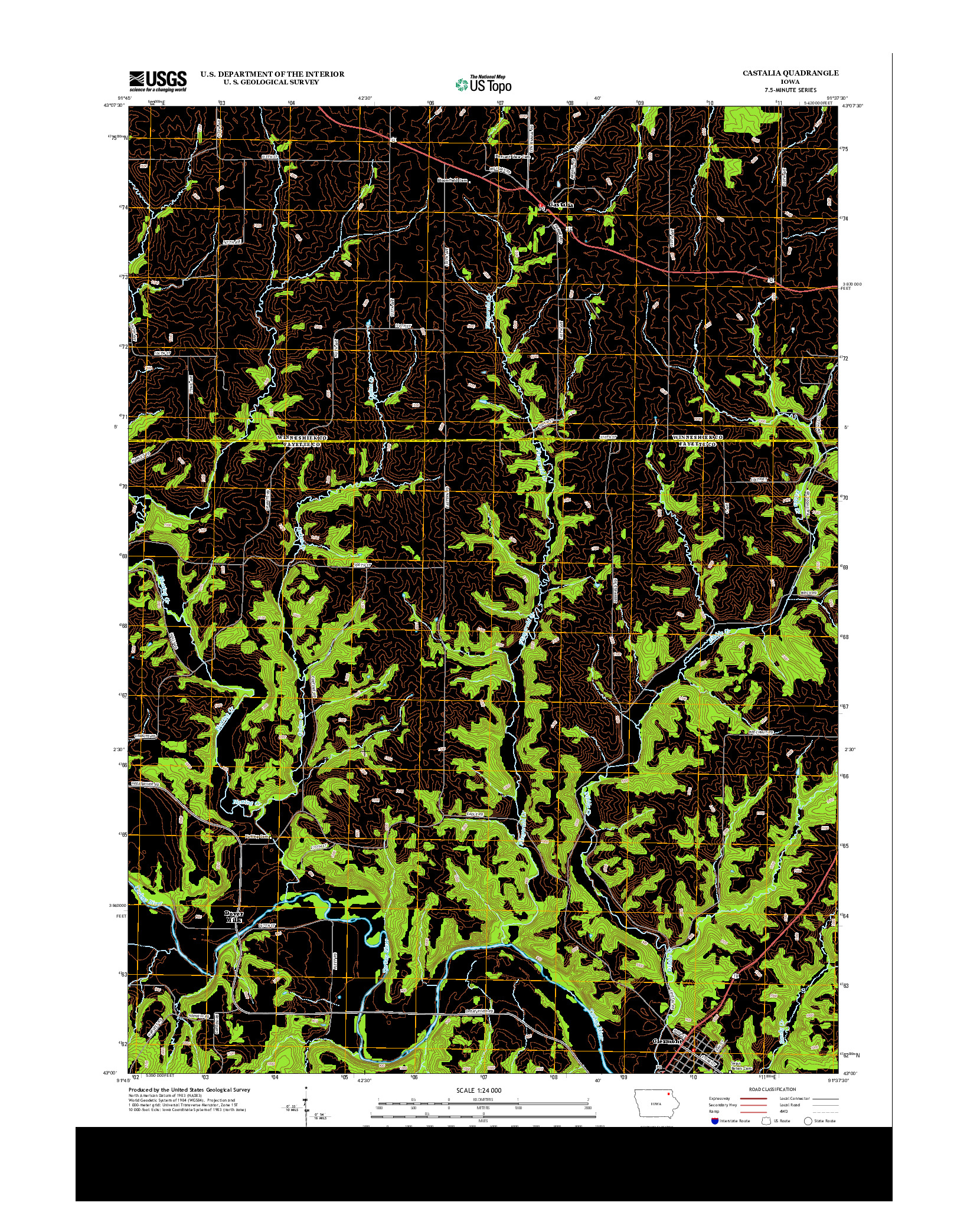 USGS US TOPO 7.5-MINUTE MAP FOR CASTALIA, IA 2013