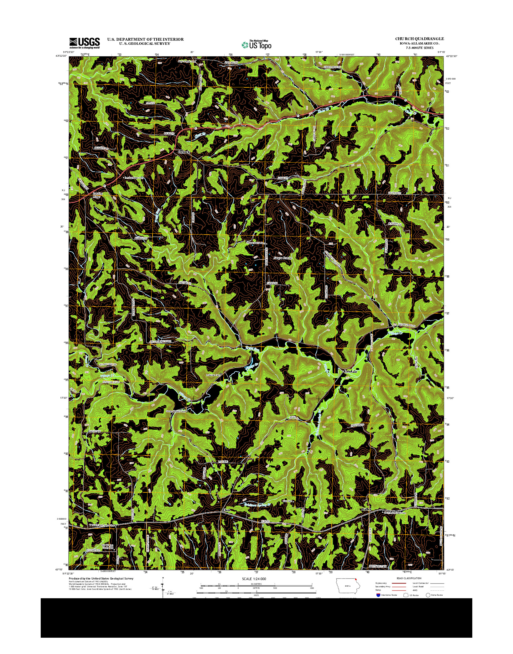 USGS US TOPO 7.5-MINUTE MAP FOR CHURCH, IA 2013