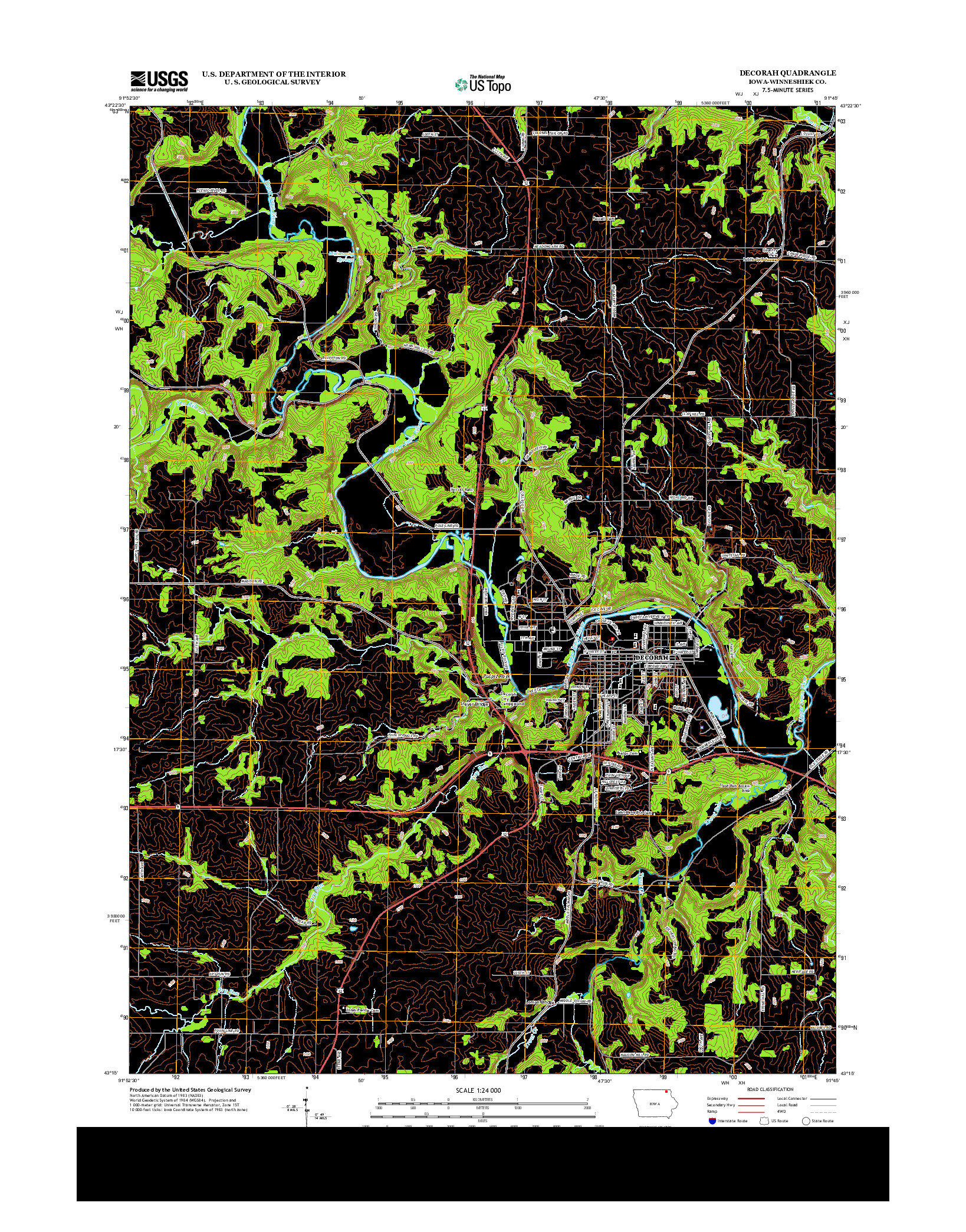 USGS US TOPO 7.5-MINUTE MAP FOR DECORAH, IA 2013