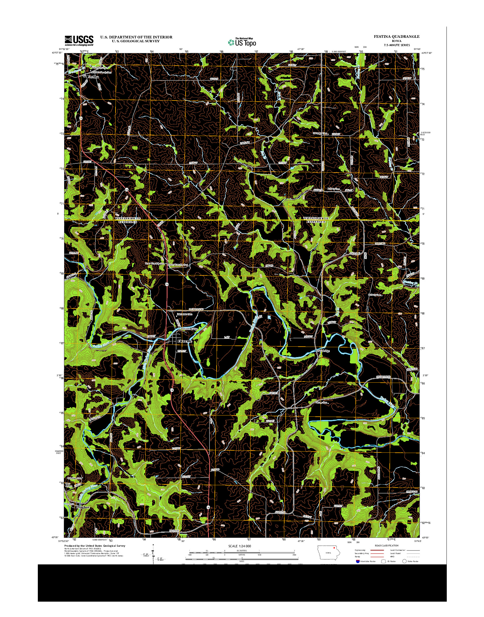 USGS US TOPO 7.5-MINUTE MAP FOR FESTINA, IA 2013