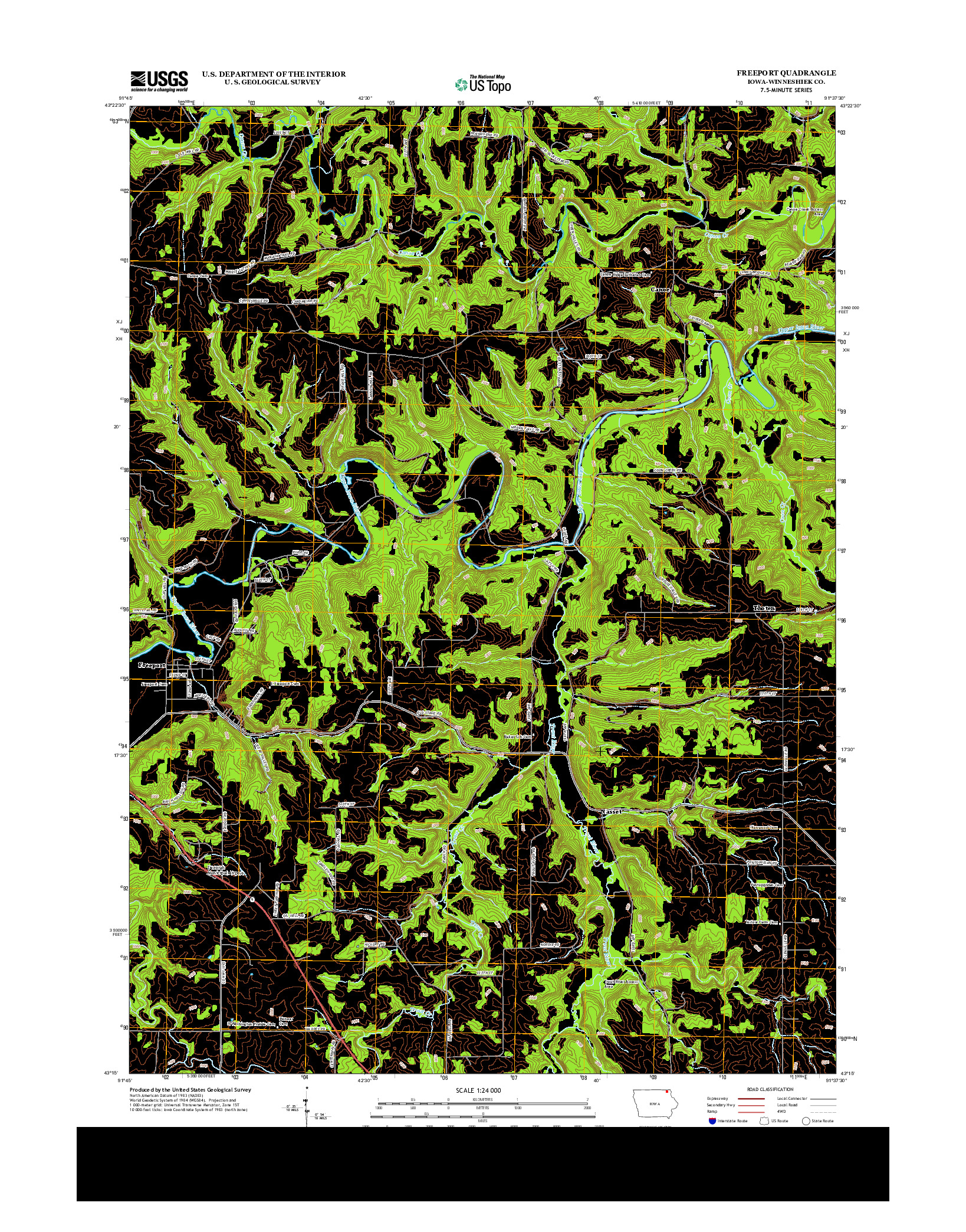 USGS US TOPO 7.5-MINUTE MAP FOR FREEPORT, IA 2013