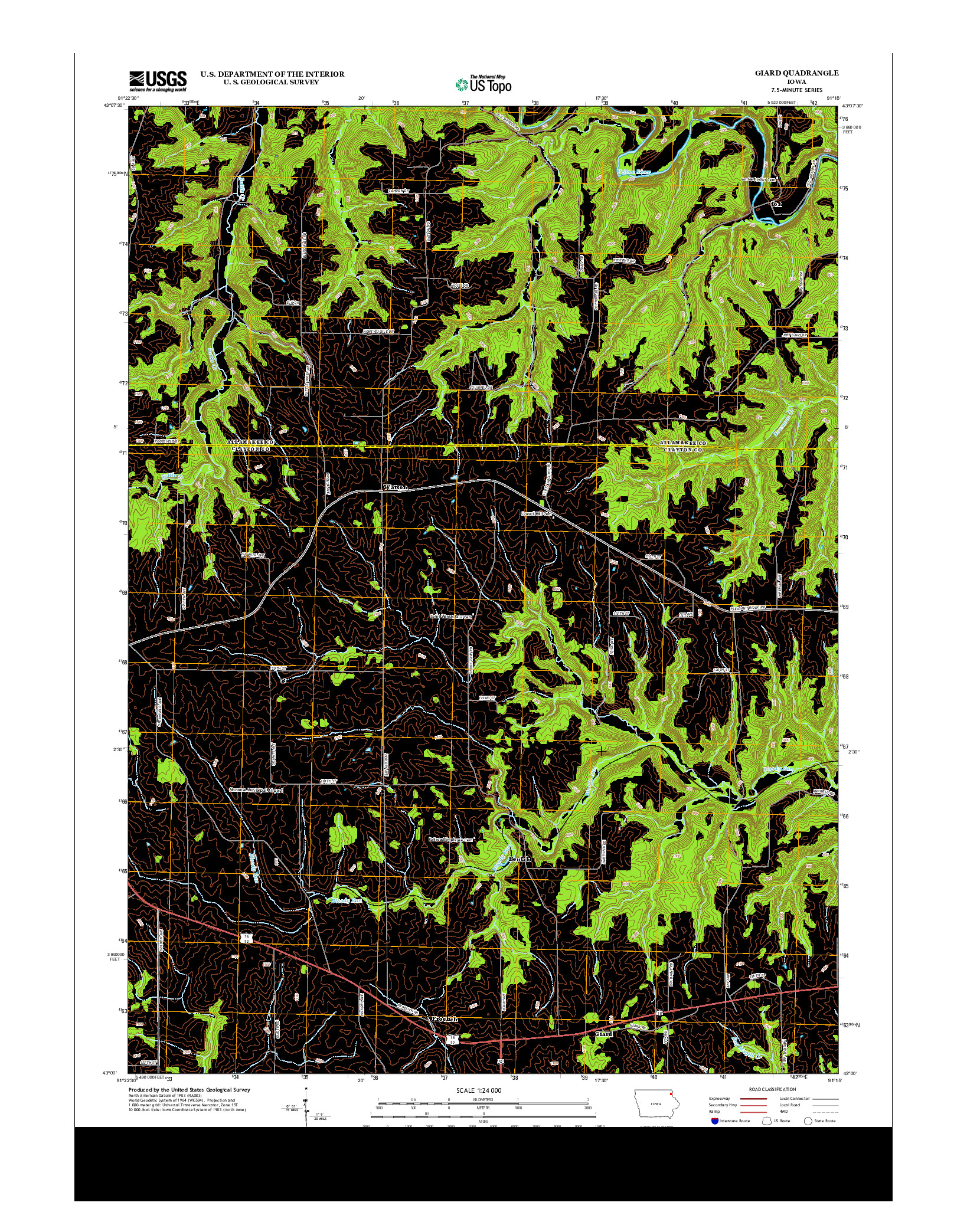 USGS US TOPO 7.5-MINUTE MAP FOR GIARD, IA 2013