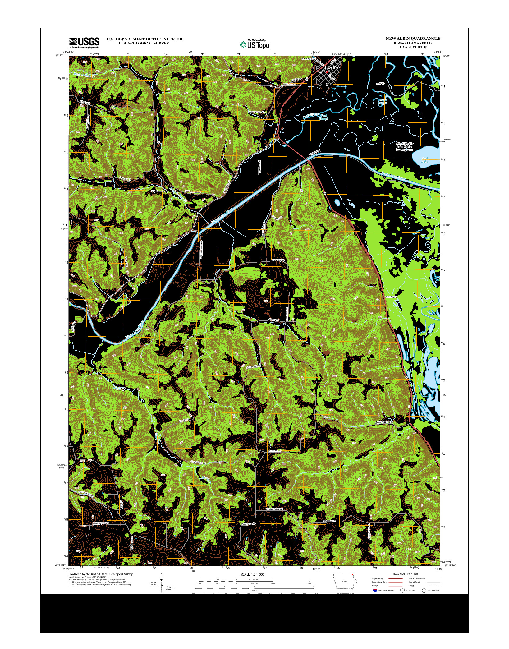 USGS US TOPO 7.5-MINUTE MAP FOR NEW ALBIN, IA 2013