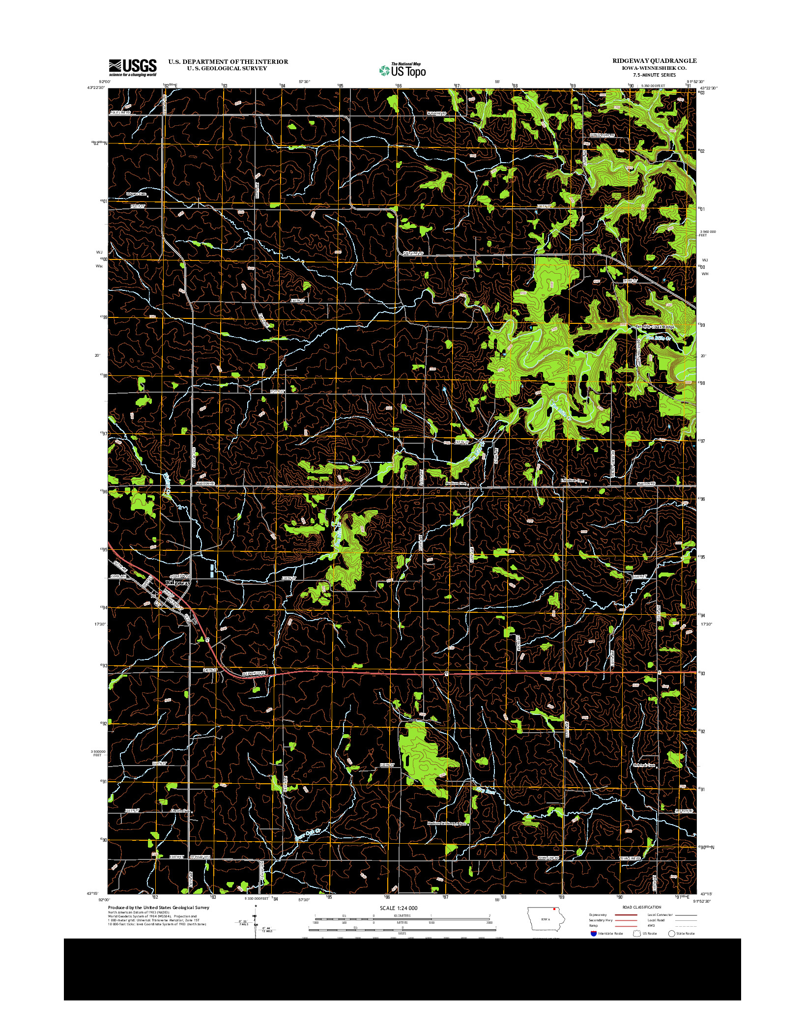 USGS US TOPO 7.5-MINUTE MAP FOR RIDGEWAY, IA 2013