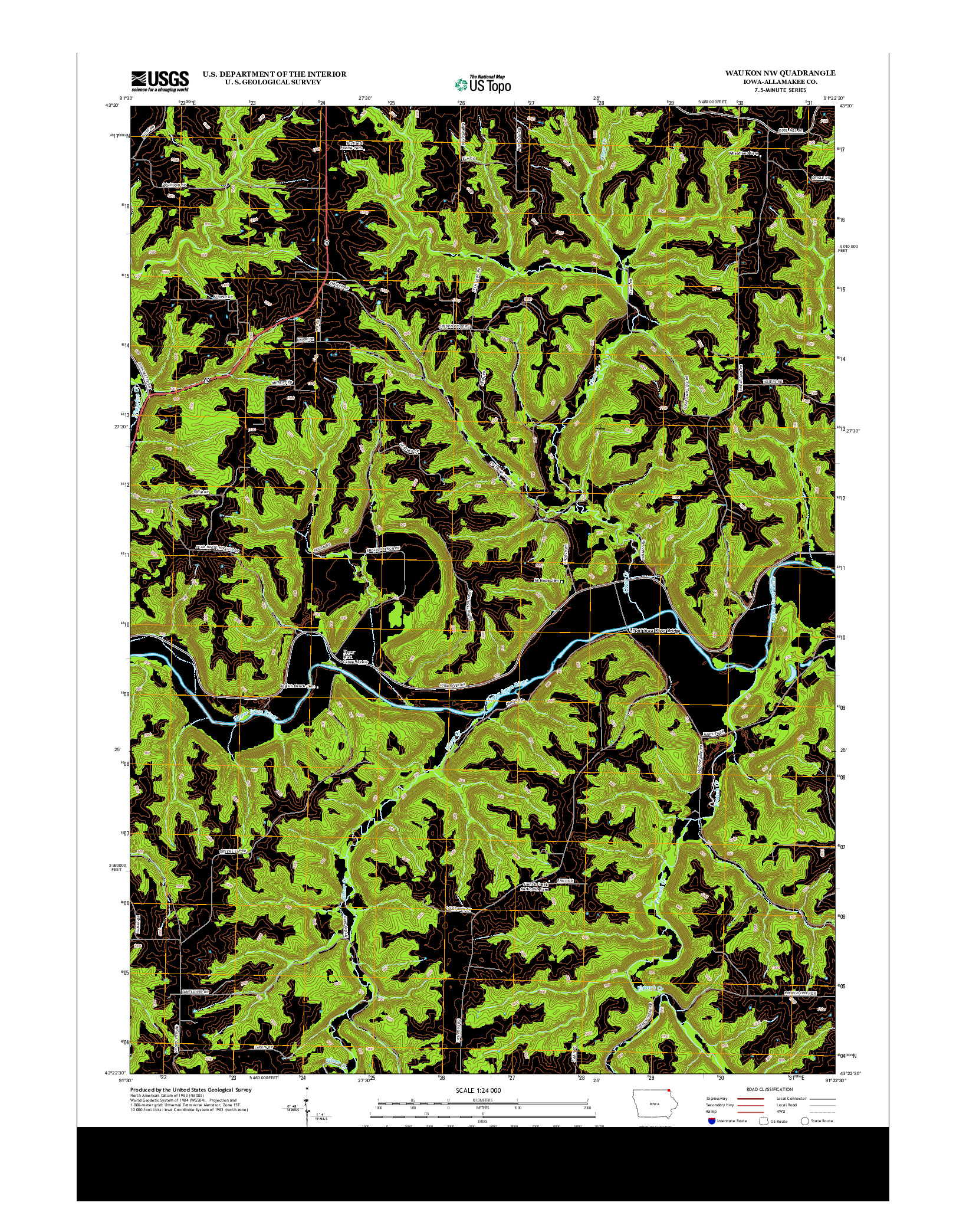 USGS US TOPO 7.5-MINUTE MAP FOR WAUKON NW, IA 2013