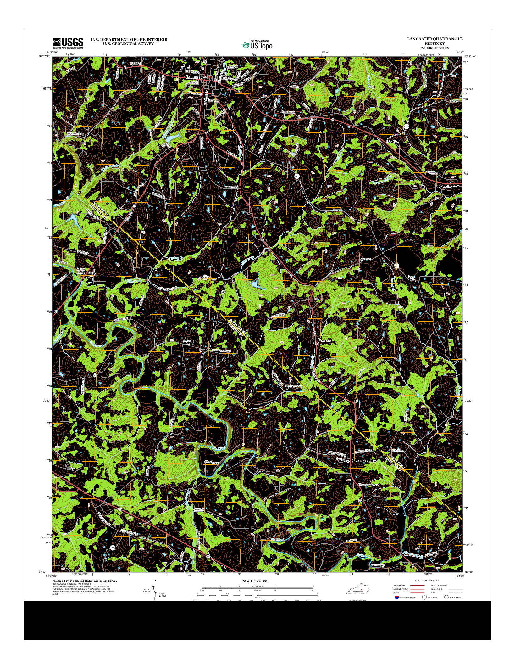 USGS US TOPO 7.5-MINUTE MAP FOR LANCASTER, KY 2013