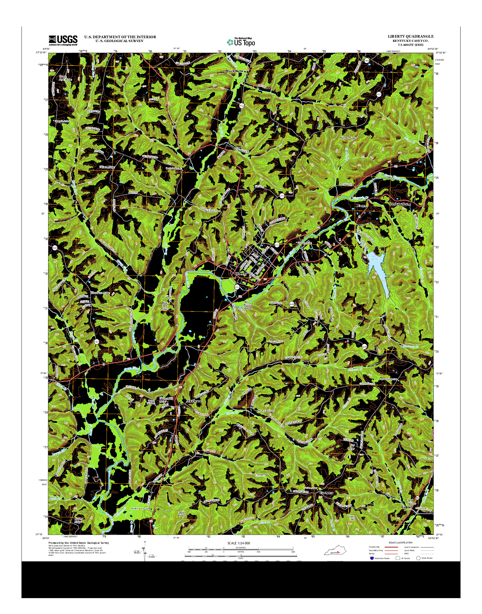 USGS US TOPO 7.5-MINUTE MAP FOR LIBERTY, KY 2013