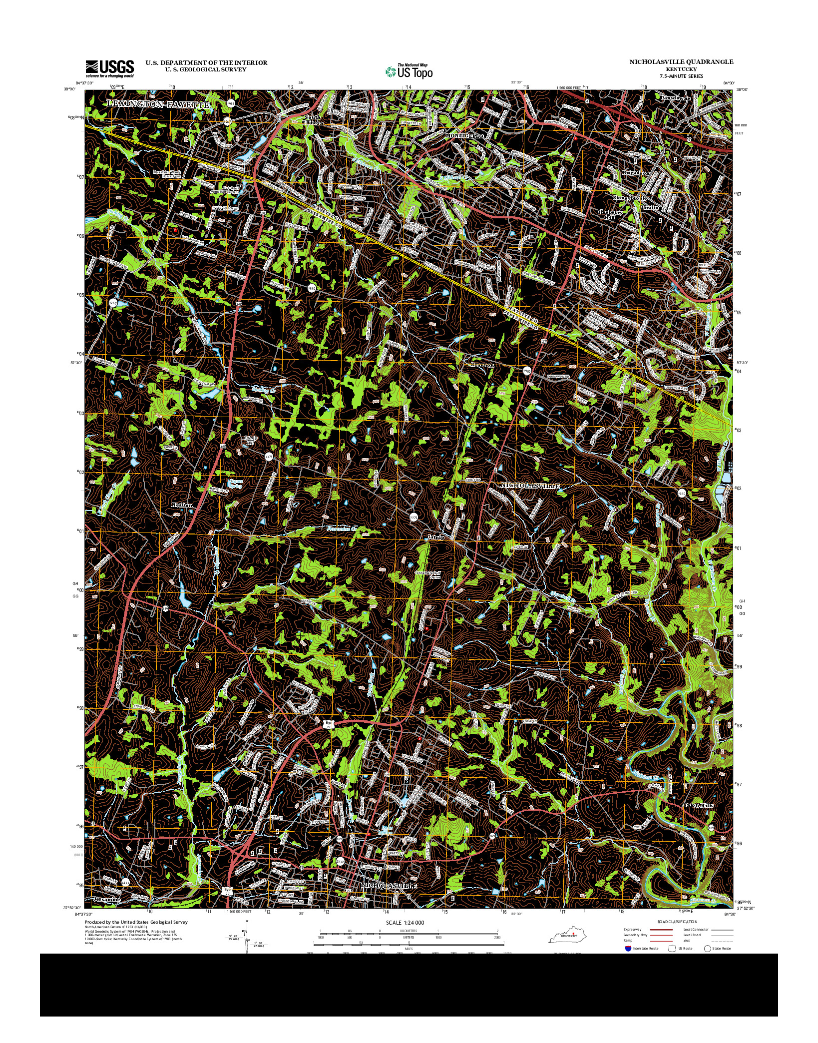 USGS US TOPO 7.5-MINUTE MAP FOR NICHOLASVILLE, KY 2013