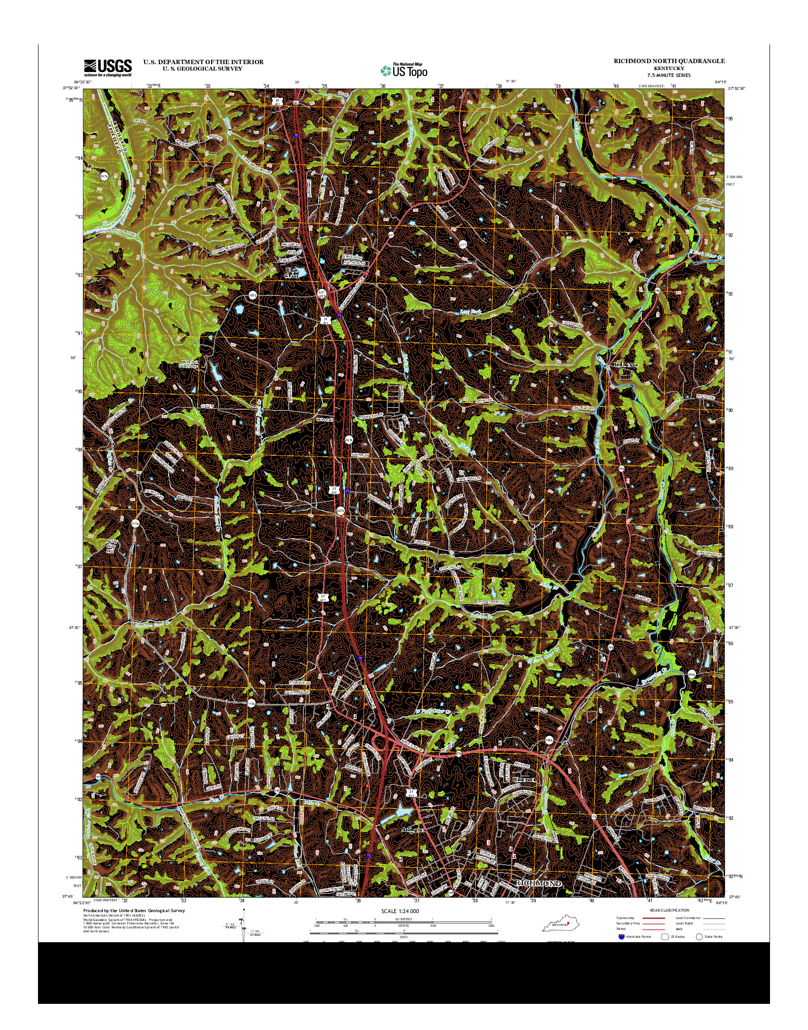 USGS US TOPO 7.5-MINUTE MAP FOR RICHMOND NORTH, KY 2013