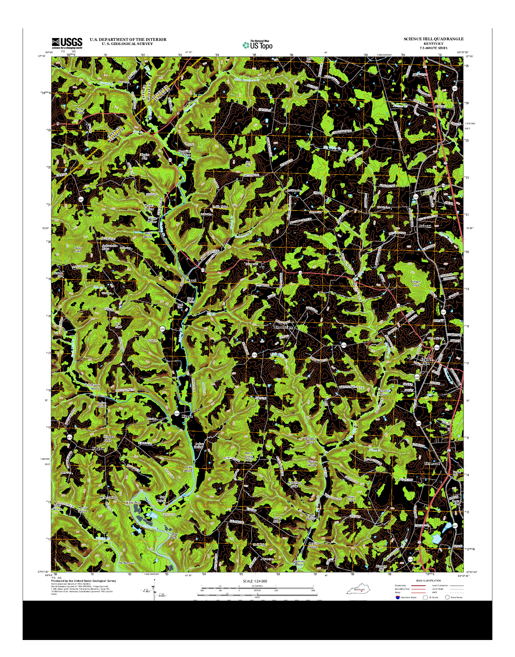 USGS US TOPO 7.5-MINUTE MAP FOR SCIENCE HILL, KY 2013