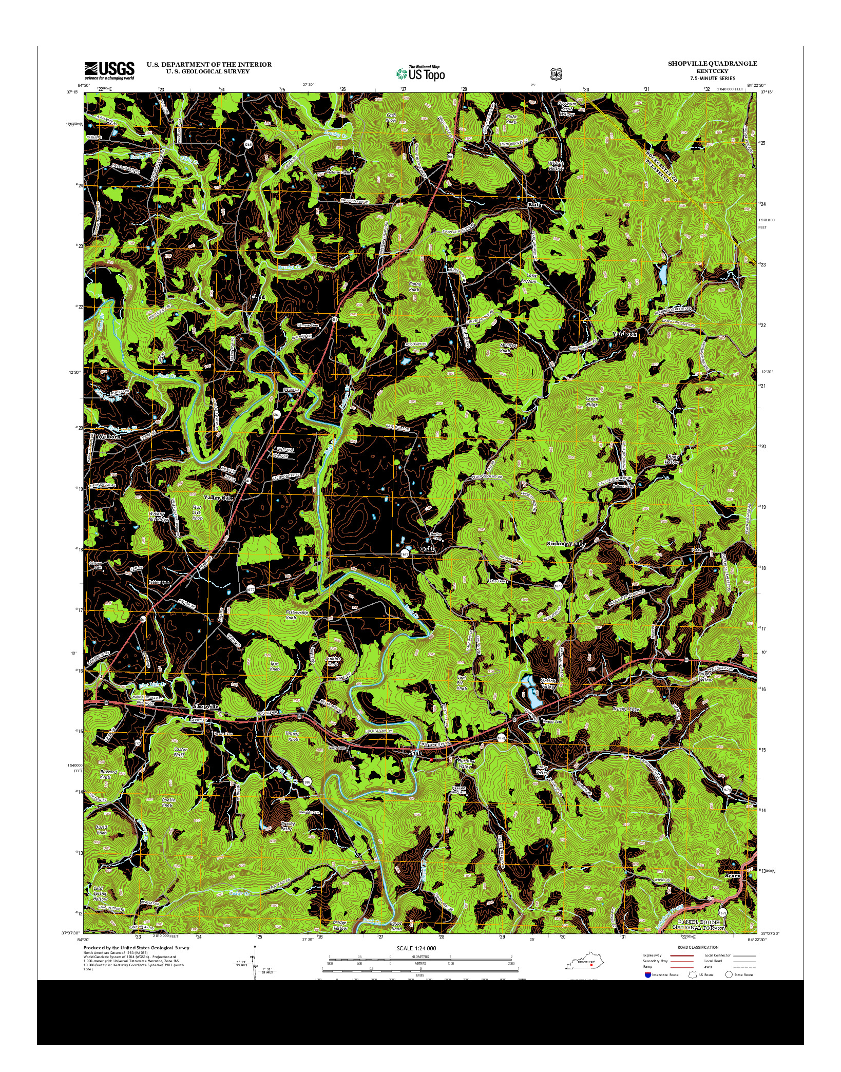 USGS US TOPO 7.5-MINUTE MAP FOR SHOPVILLE, KY 2013