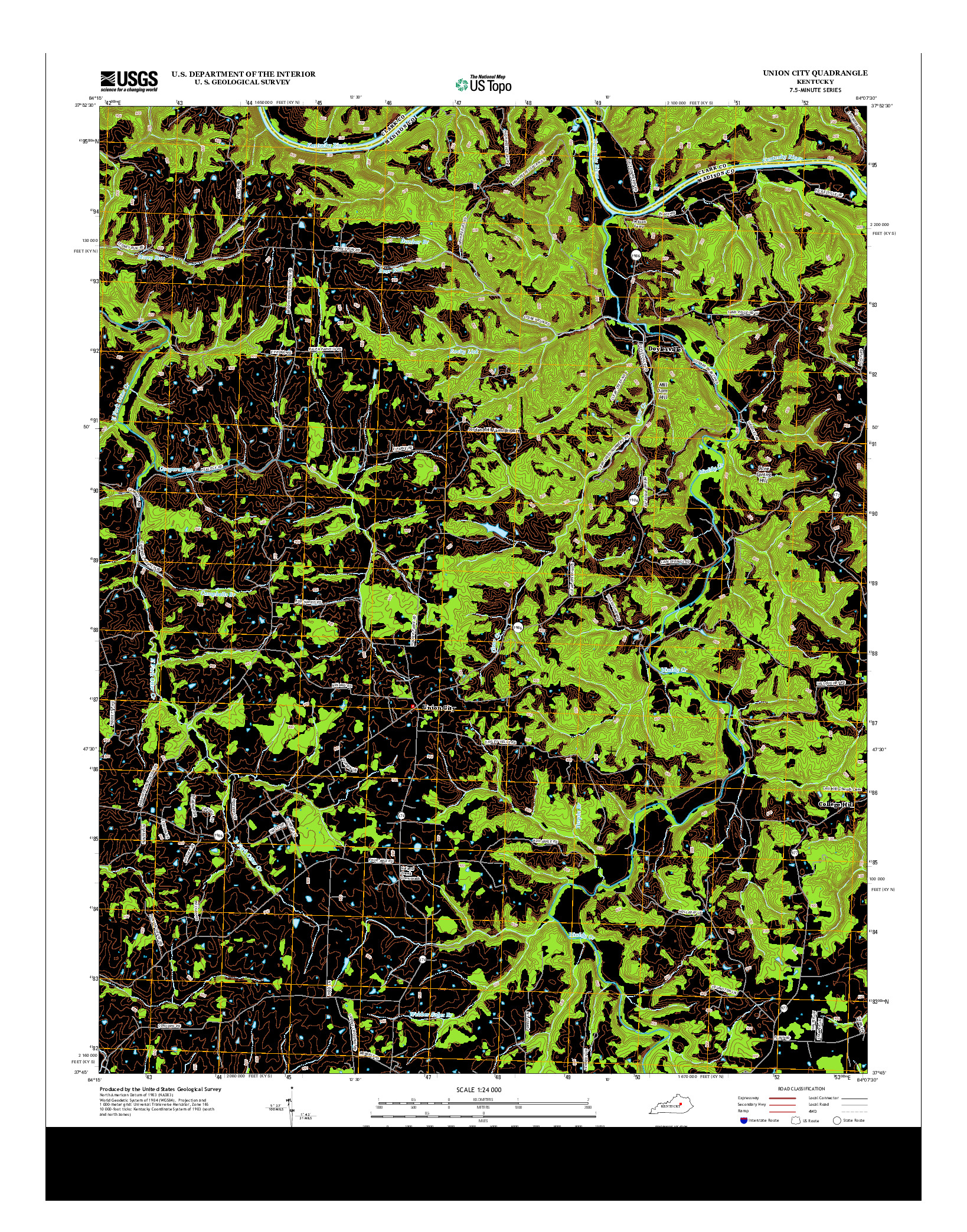 USGS US TOPO 7.5-MINUTE MAP FOR UNION CITY, KY 2013