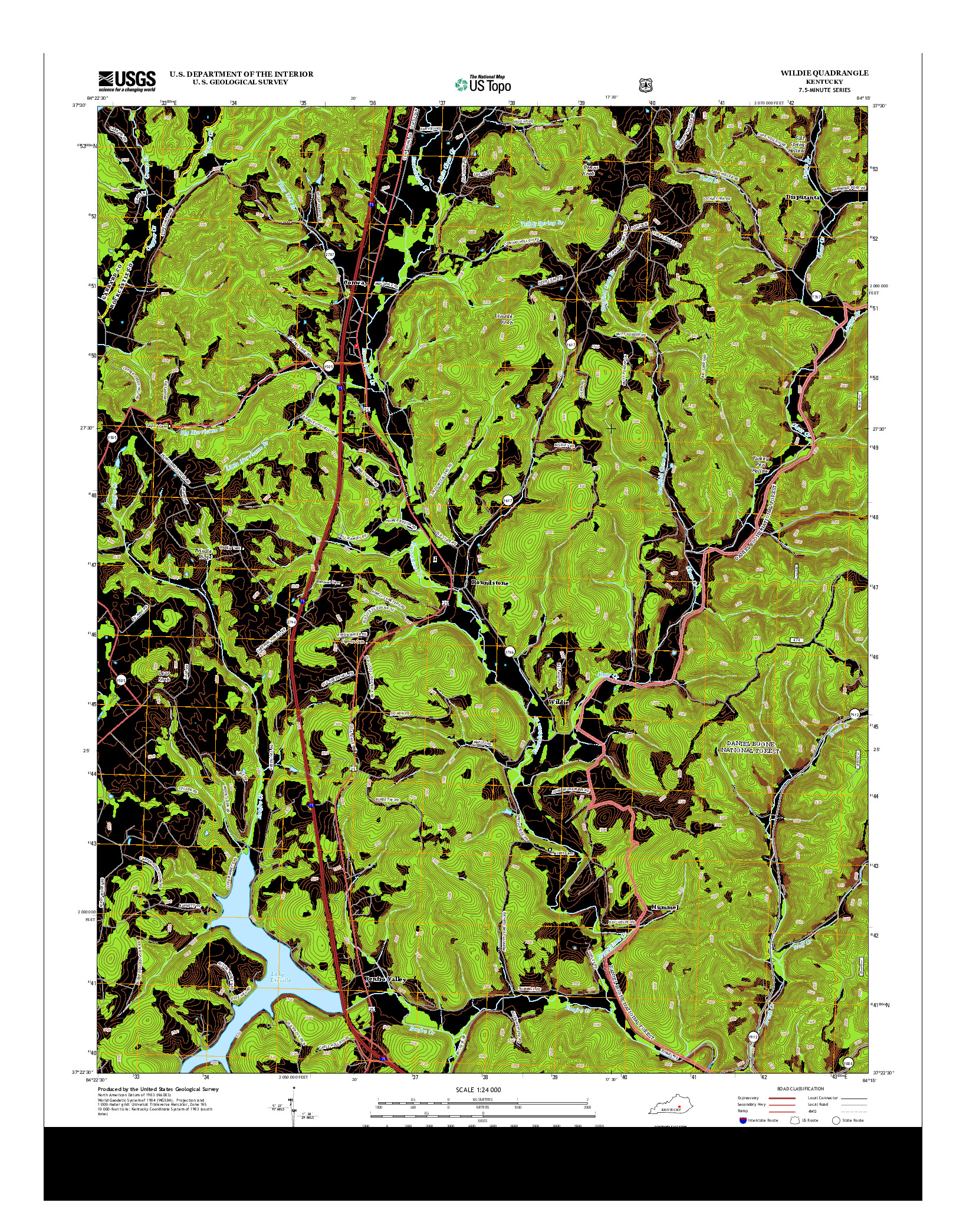 USGS US TOPO 7.5-MINUTE MAP FOR WILDIE, KY 2013