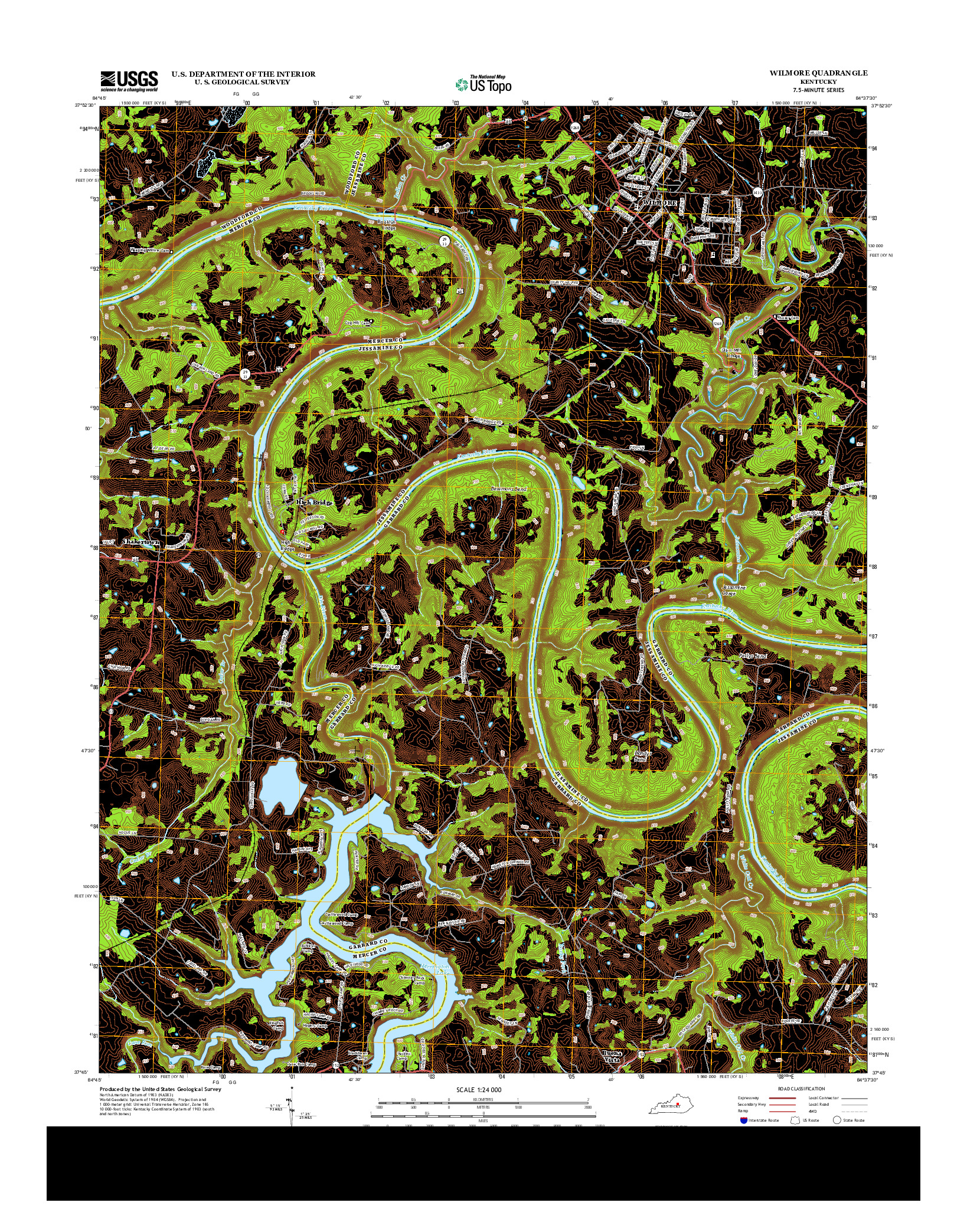 USGS US TOPO 7.5-MINUTE MAP FOR WILMORE, KY 2013