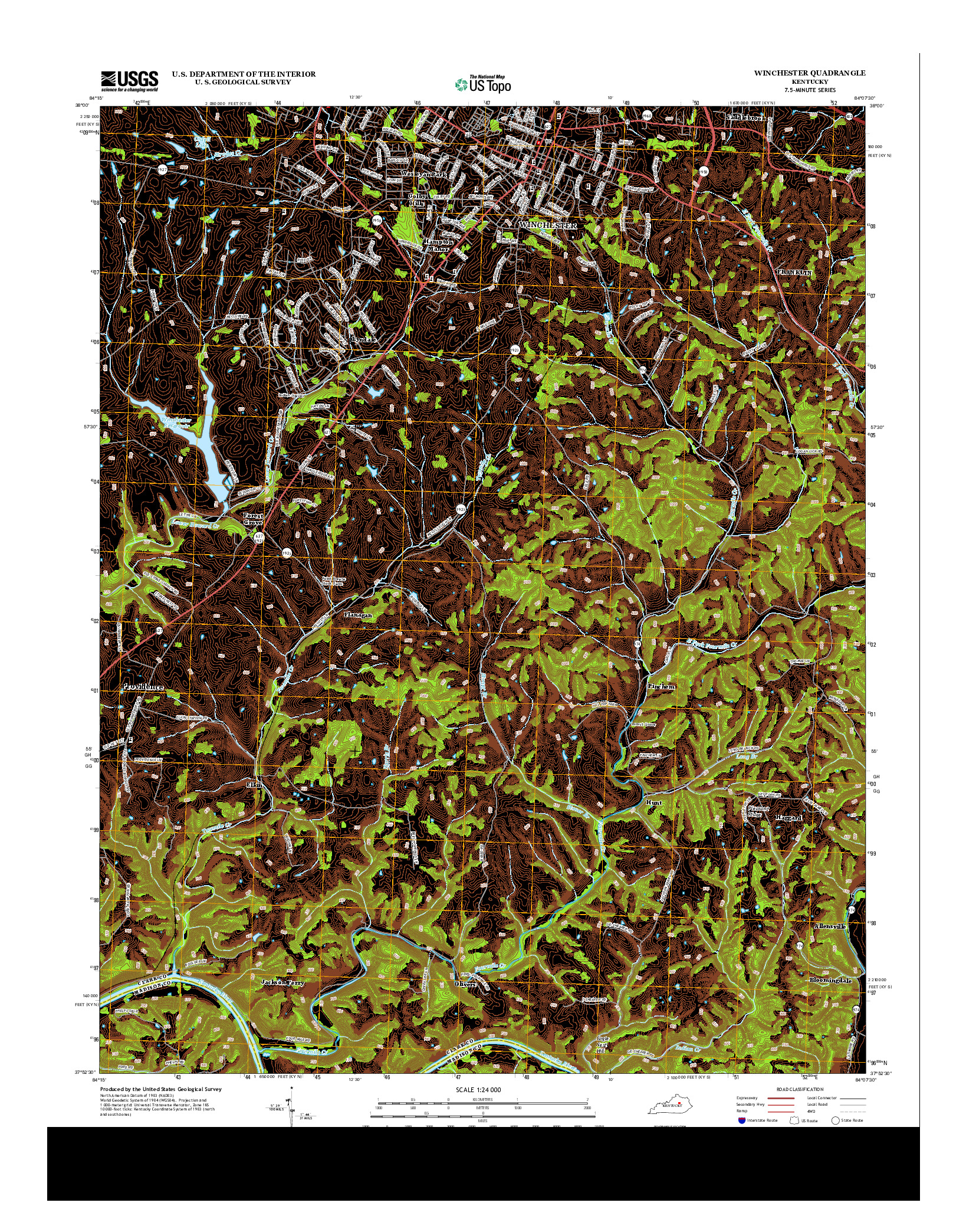 USGS US TOPO 7.5-MINUTE MAP FOR WINCHESTER, KY 2013