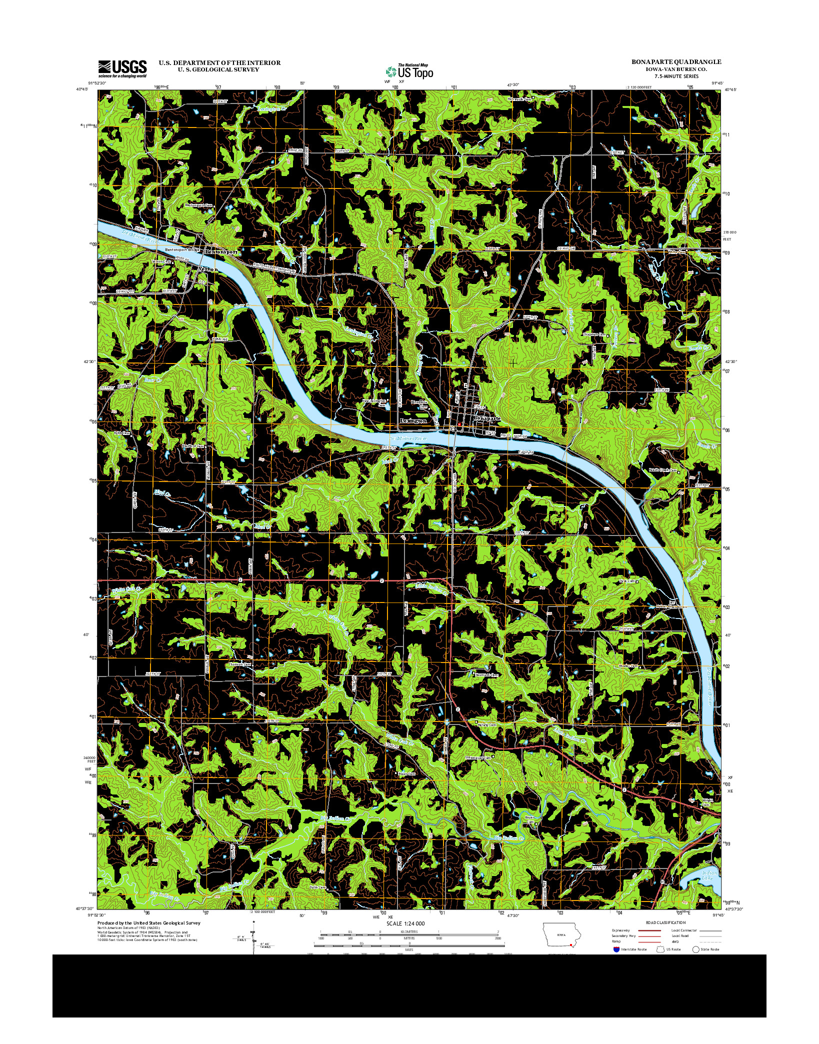 USGS US TOPO 7.5-MINUTE MAP FOR BONAPARTE, IA 2013