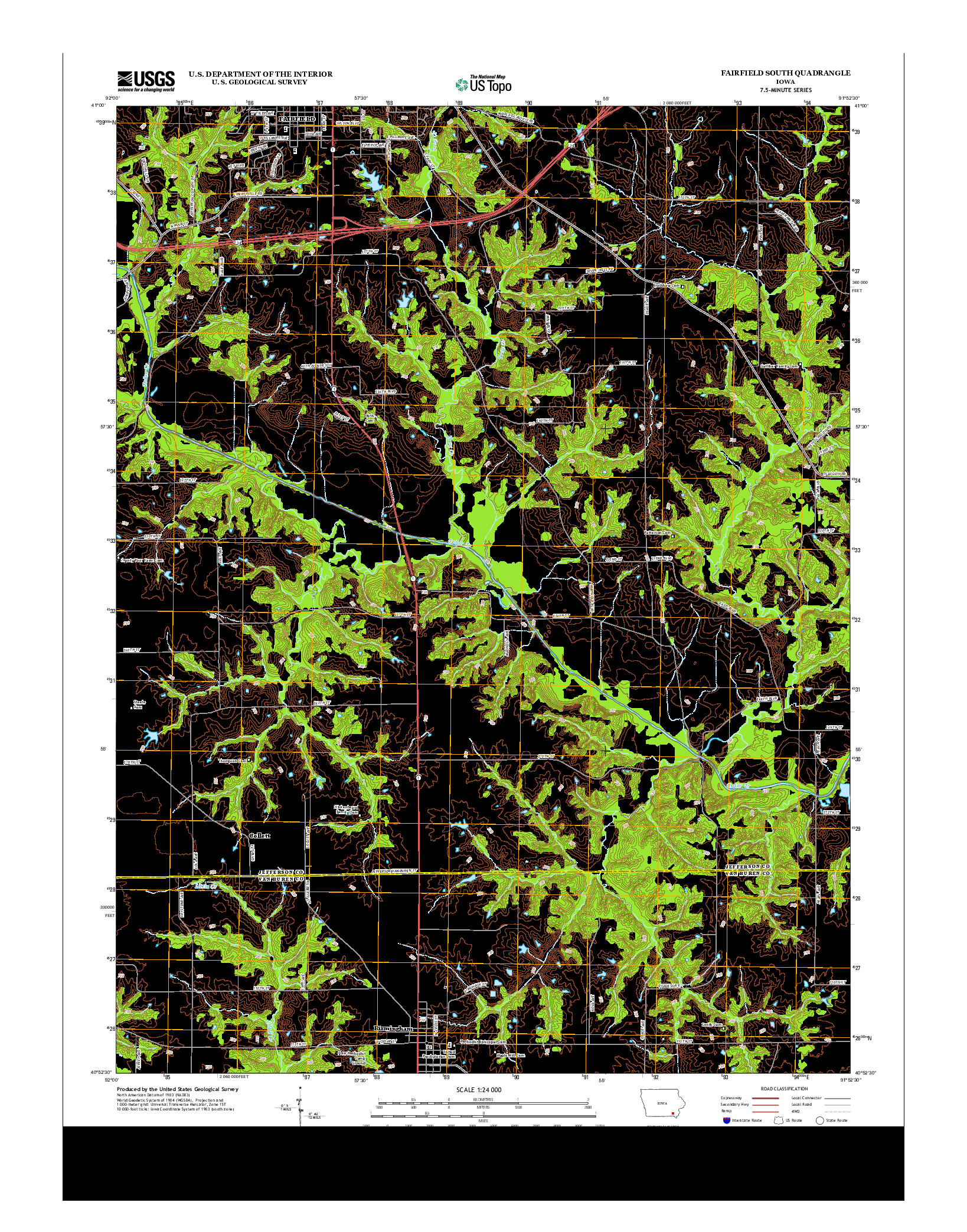 USGS US TOPO 7.5-MINUTE MAP FOR FAIRFIELD SOUTH, IA 2013