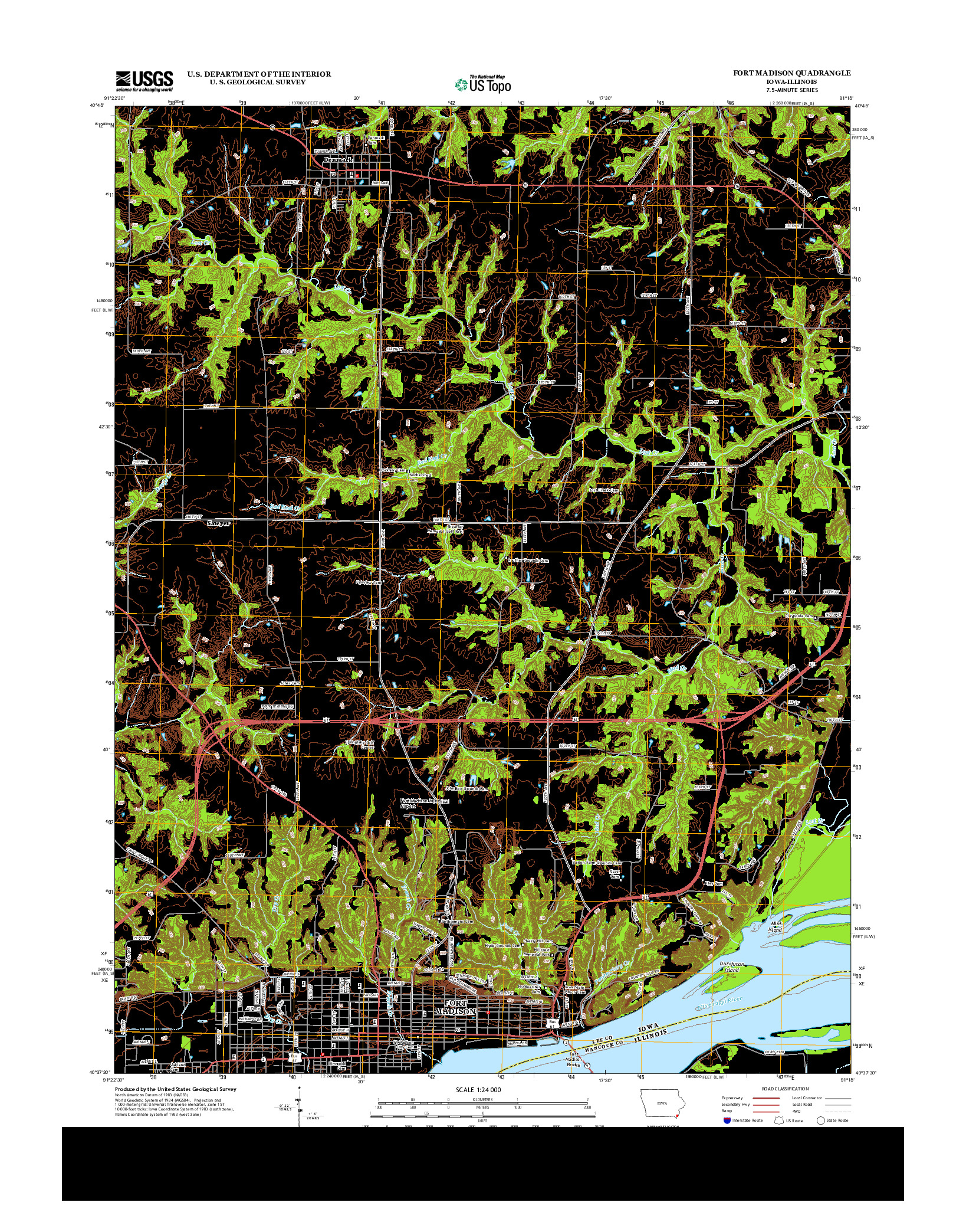 USGS US TOPO 7.5-MINUTE MAP FOR FORT MADISON, IA-IL 2013