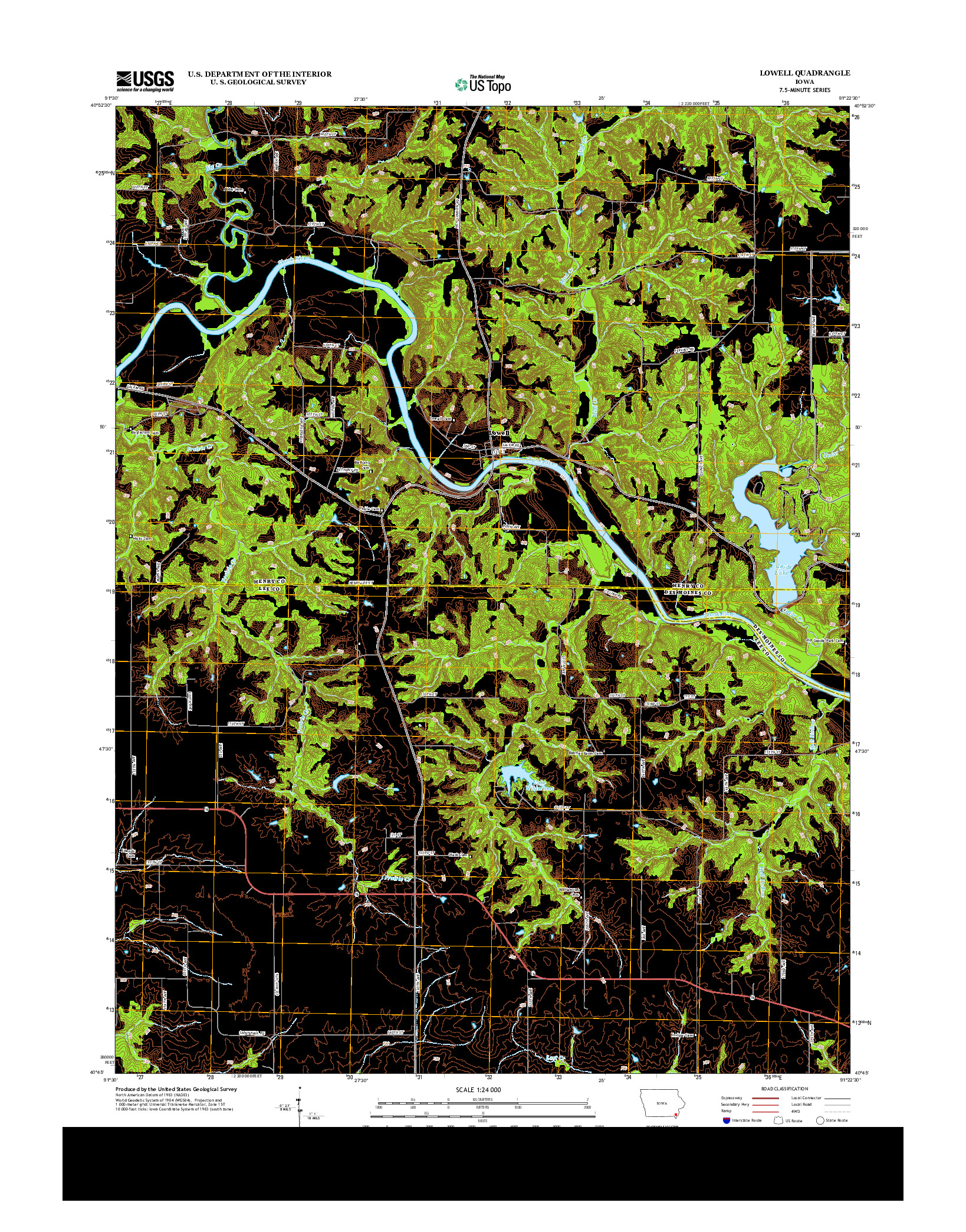 USGS US TOPO 7.5-MINUTE MAP FOR LOWELL, IA 2013