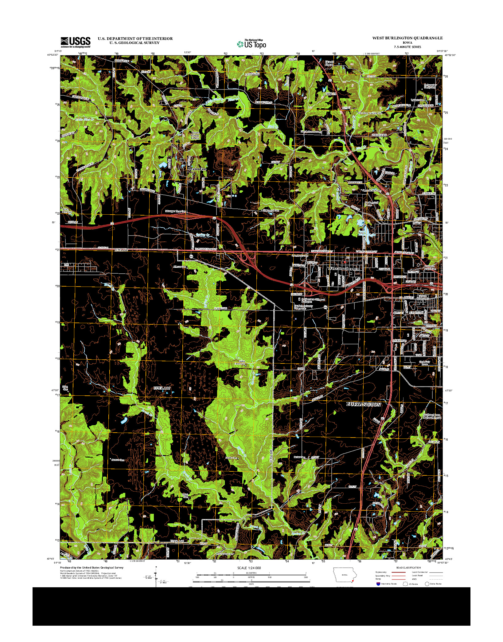 USGS US TOPO 7.5-MINUTE MAP FOR WEST BURLINGTON, IA 2013