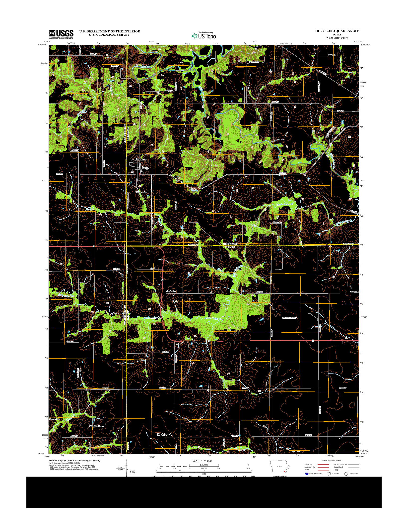 USGS US TOPO 7.5-MINUTE MAP FOR HILLSBORO, IA 2013