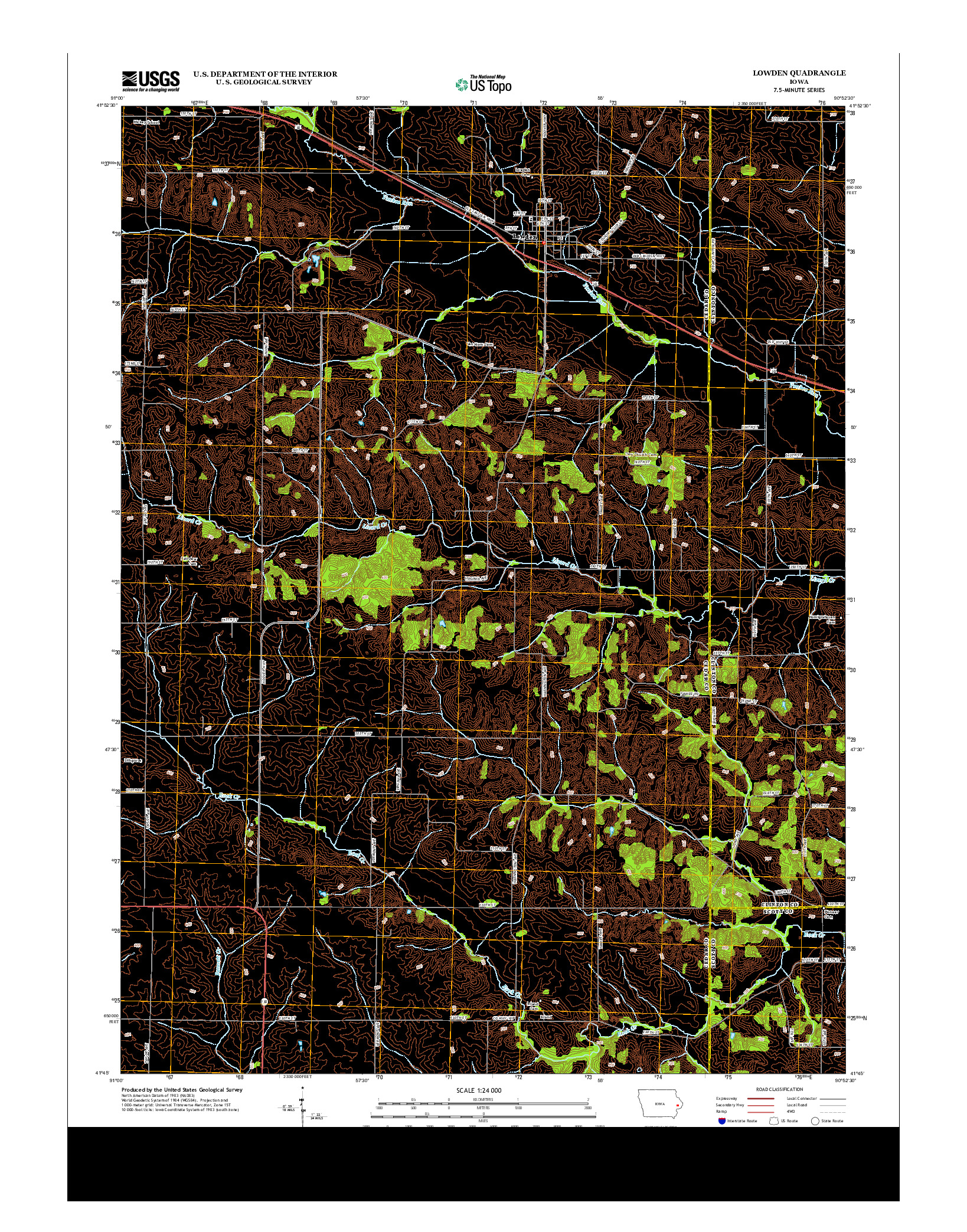 USGS US TOPO 7.5-MINUTE MAP FOR LOWDEN, IA 2013
