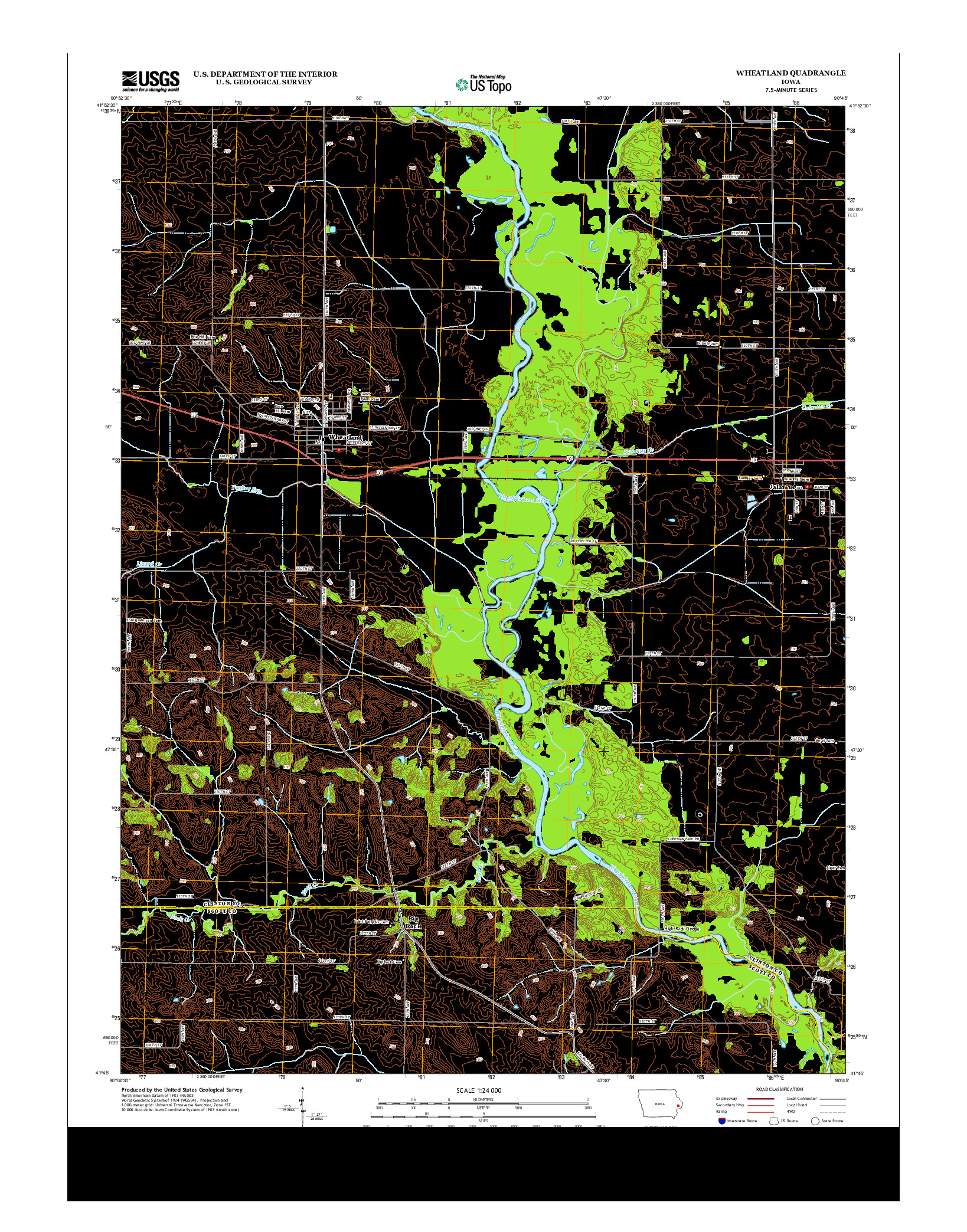 USGS US TOPO 7.5-MINUTE MAP FOR WHEATLAND, IA 2013