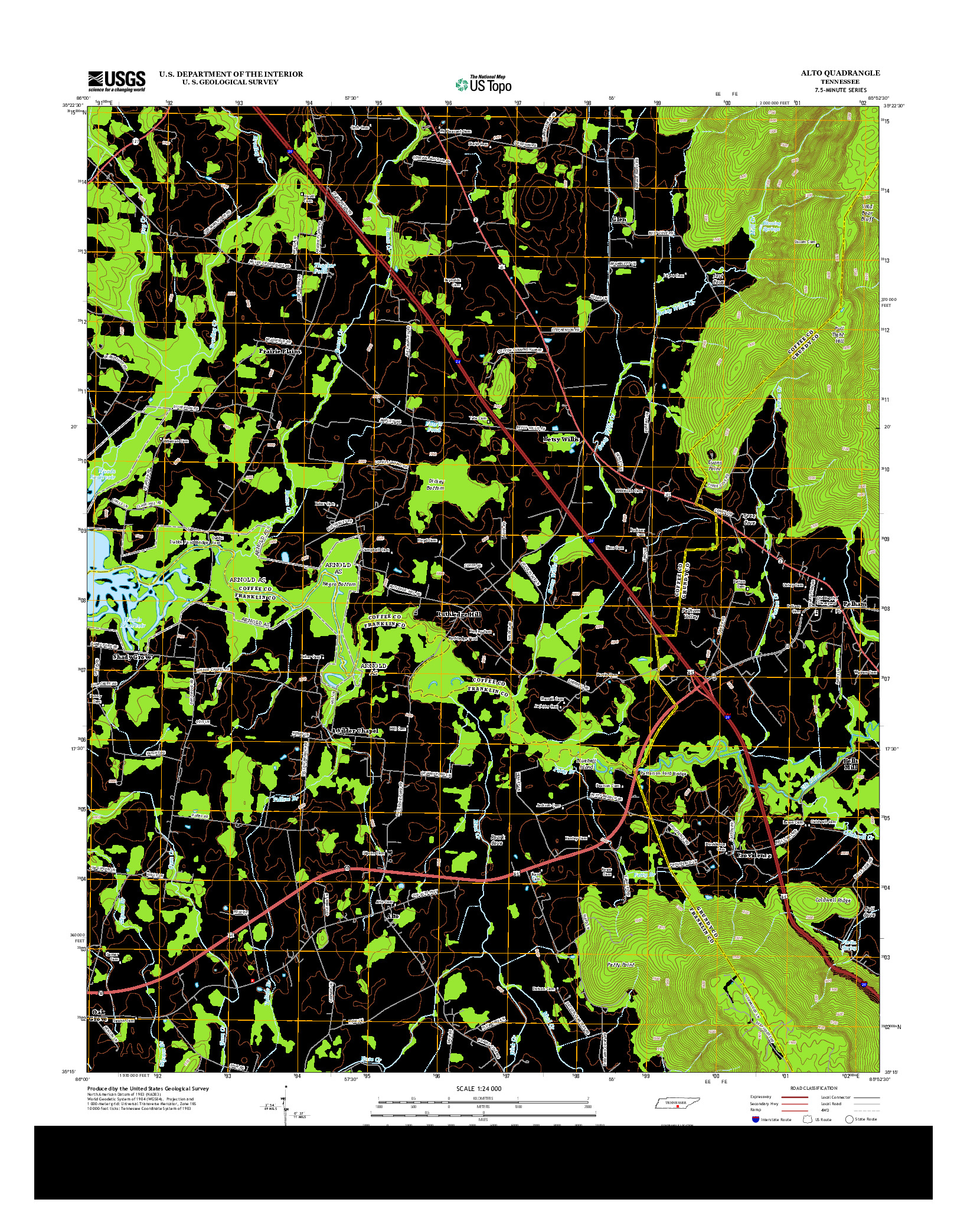 USGS US TOPO 7.5-MINUTE MAP FOR ALTO, TN 2013