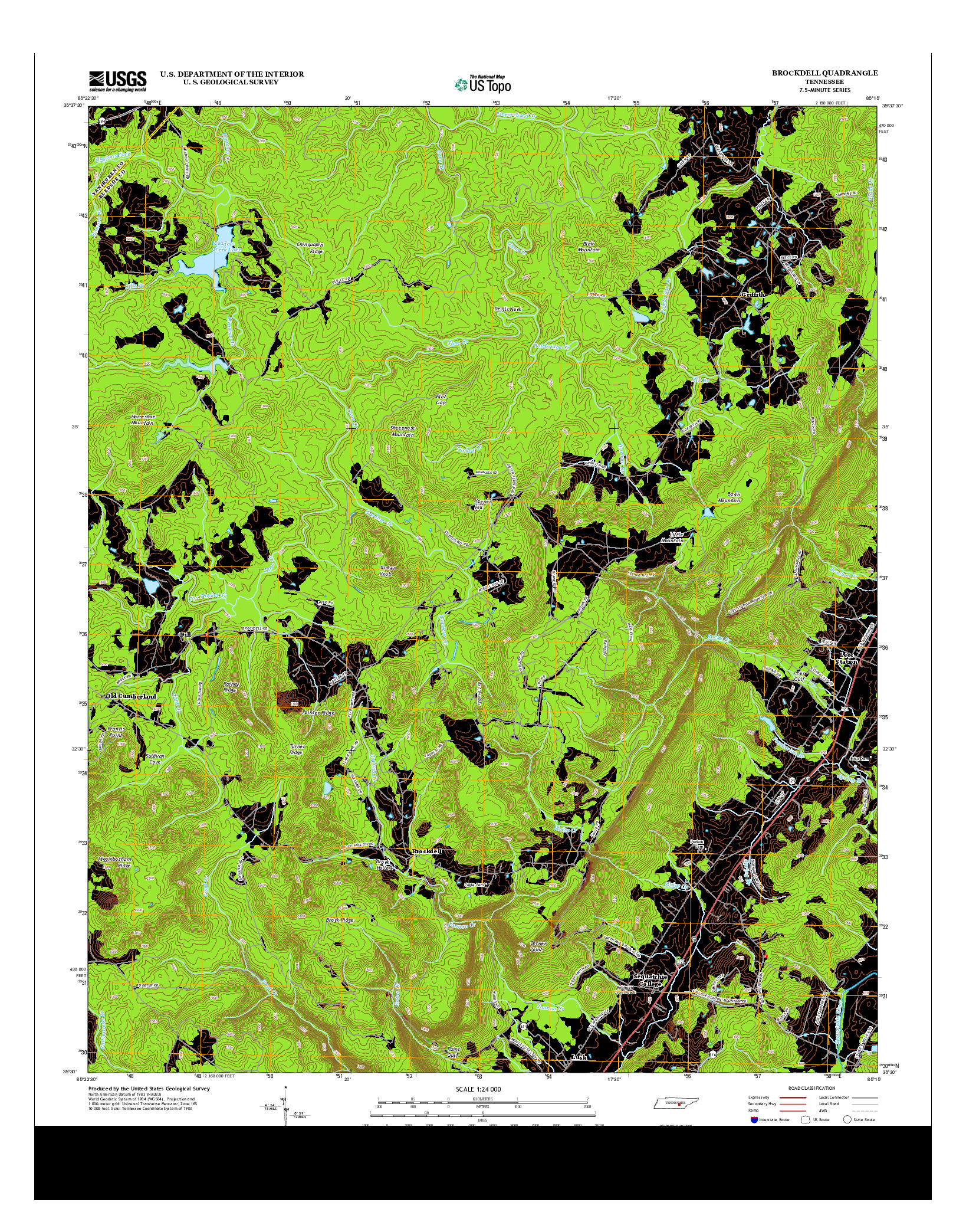 USGS US TOPO 7.5-MINUTE MAP FOR BROCKDELL, TN 2013
