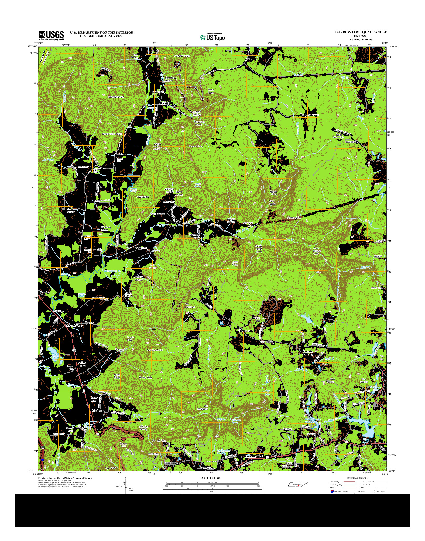 USGS US TOPO 7.5-MINUTE MAP FOR BURROW COVE, TN 2013