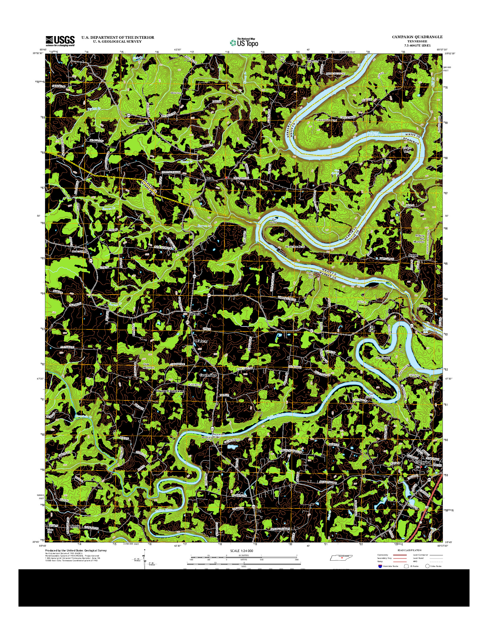 USGS US TOPO 7.5-MINUTE MAP FOR CAMPAIGN, TN 2013