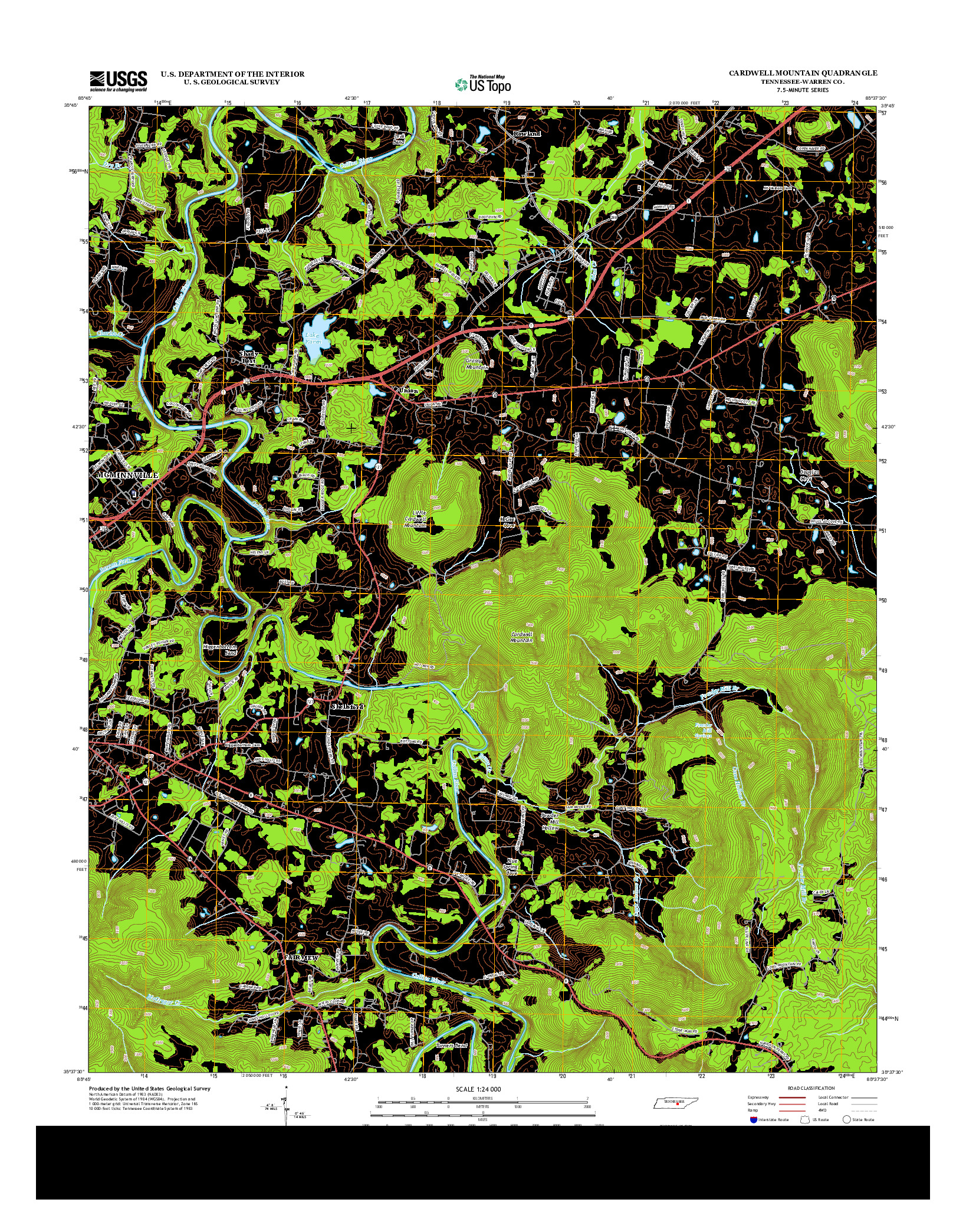 USGS US TOPO 7.5-MINUTE MAP FOR CARDWELL MOUNTAIN, TN 2013