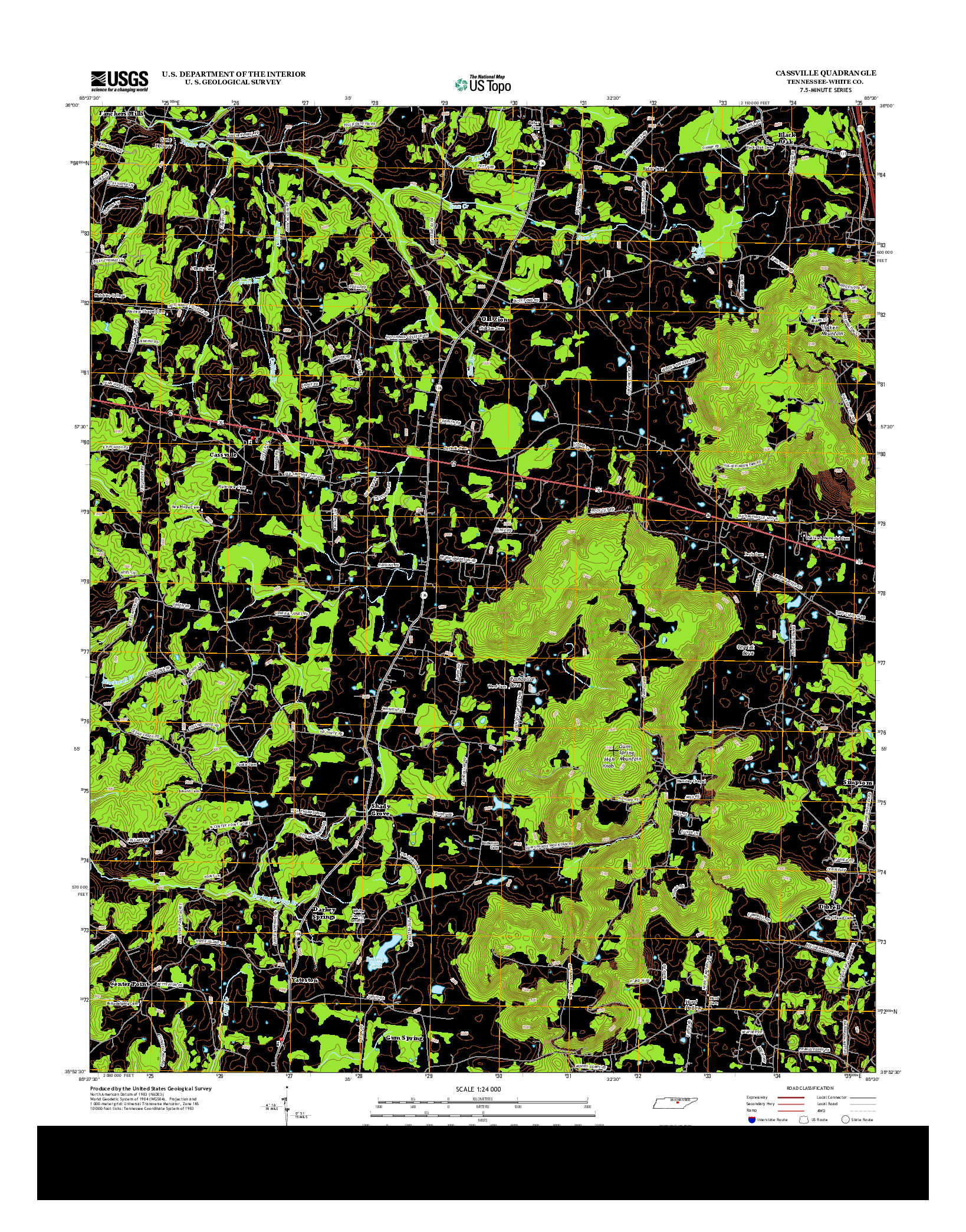 USGS US TOPO 7.5-MINUTE MAP FOR CASSVILLE, TN 2013