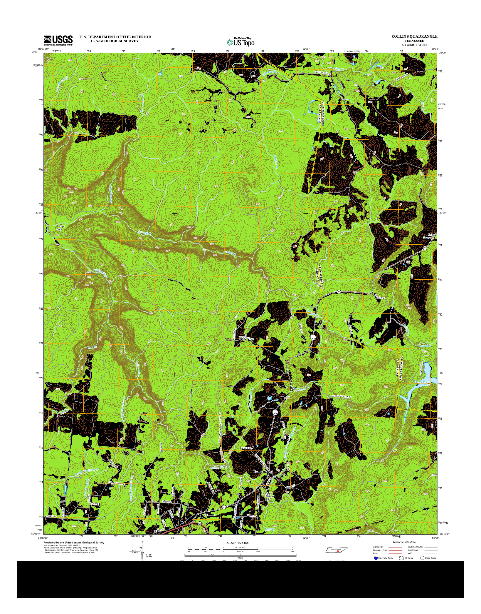 USGS US TOPO 7.5-MINUTE MAP FOR COLLINS, TN 2013