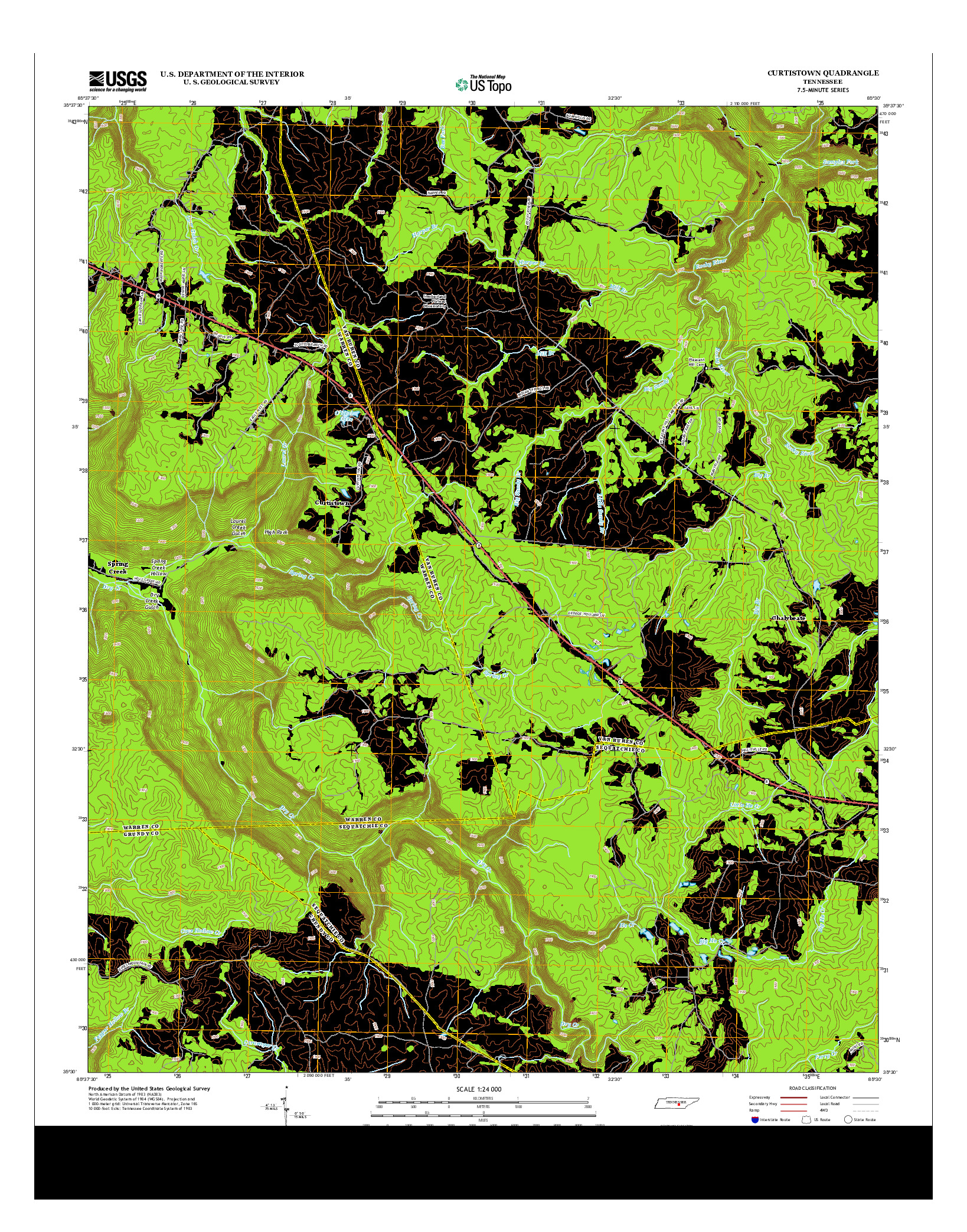 USGS US TOPO 7.5-MINUTE MAP FOR CURTISTOWN, TN 2013