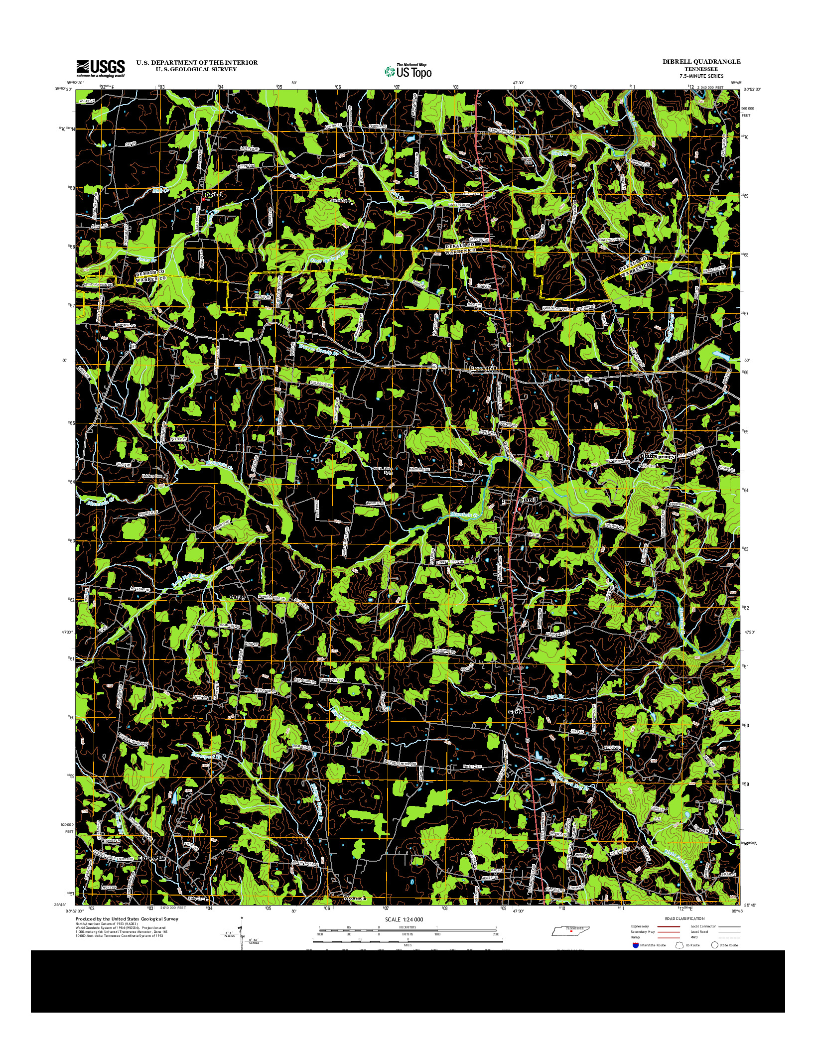 USGS US TOPO 7.5-MINUTE MAP FOR DIBRELL, TN 2013