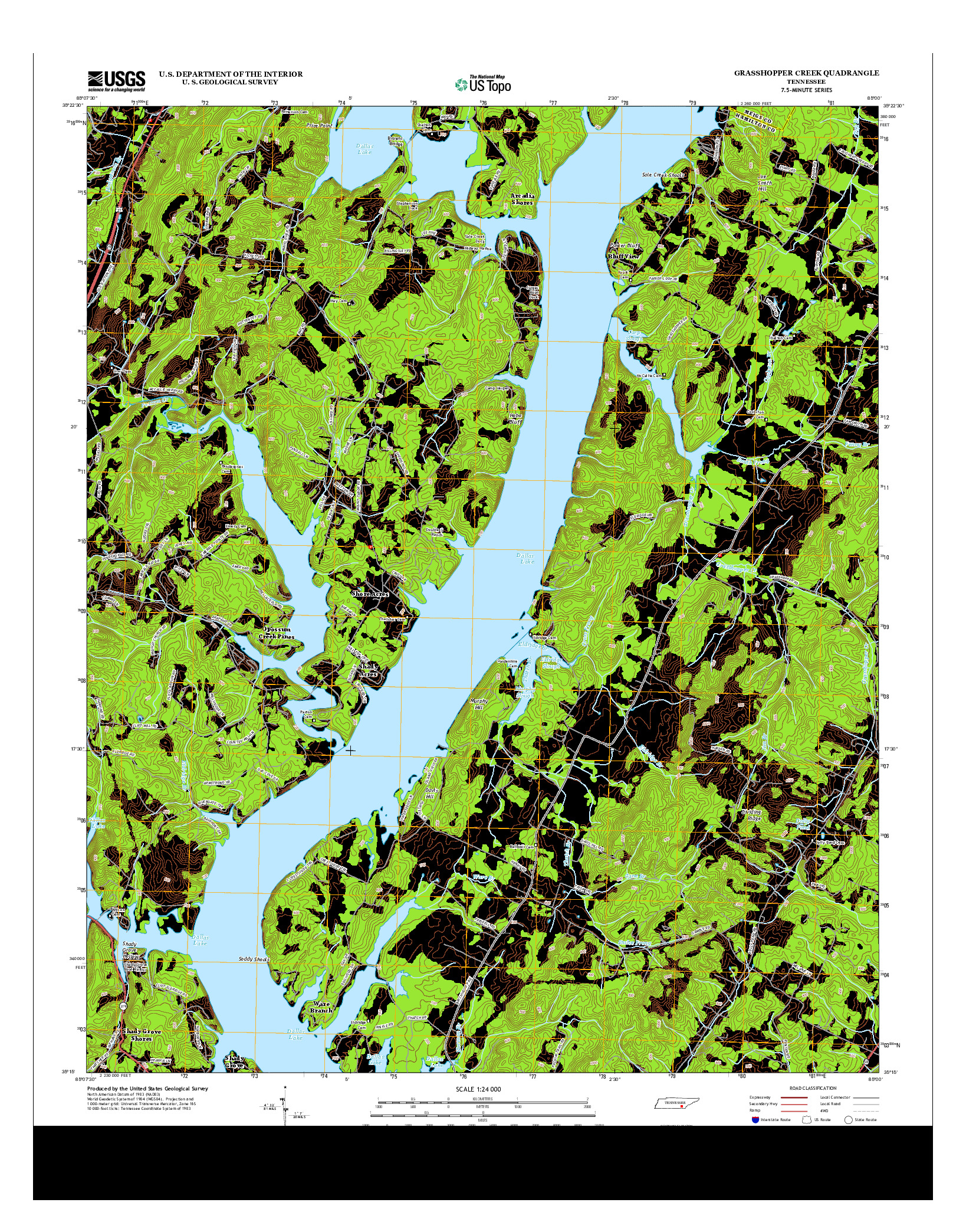 USGS US TOPO 7.5-MINUTE MAP FOR GRASSHOPPER CREEK, TN 2013