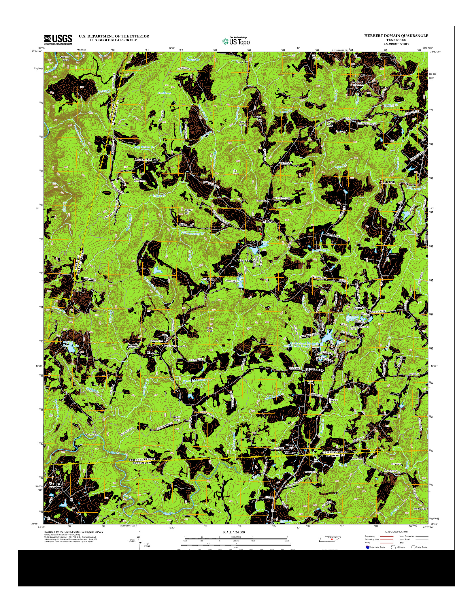 USGS US TOPO 7.5-MINUTE MAP FOR HERBERT DOMAIN, TN 2013