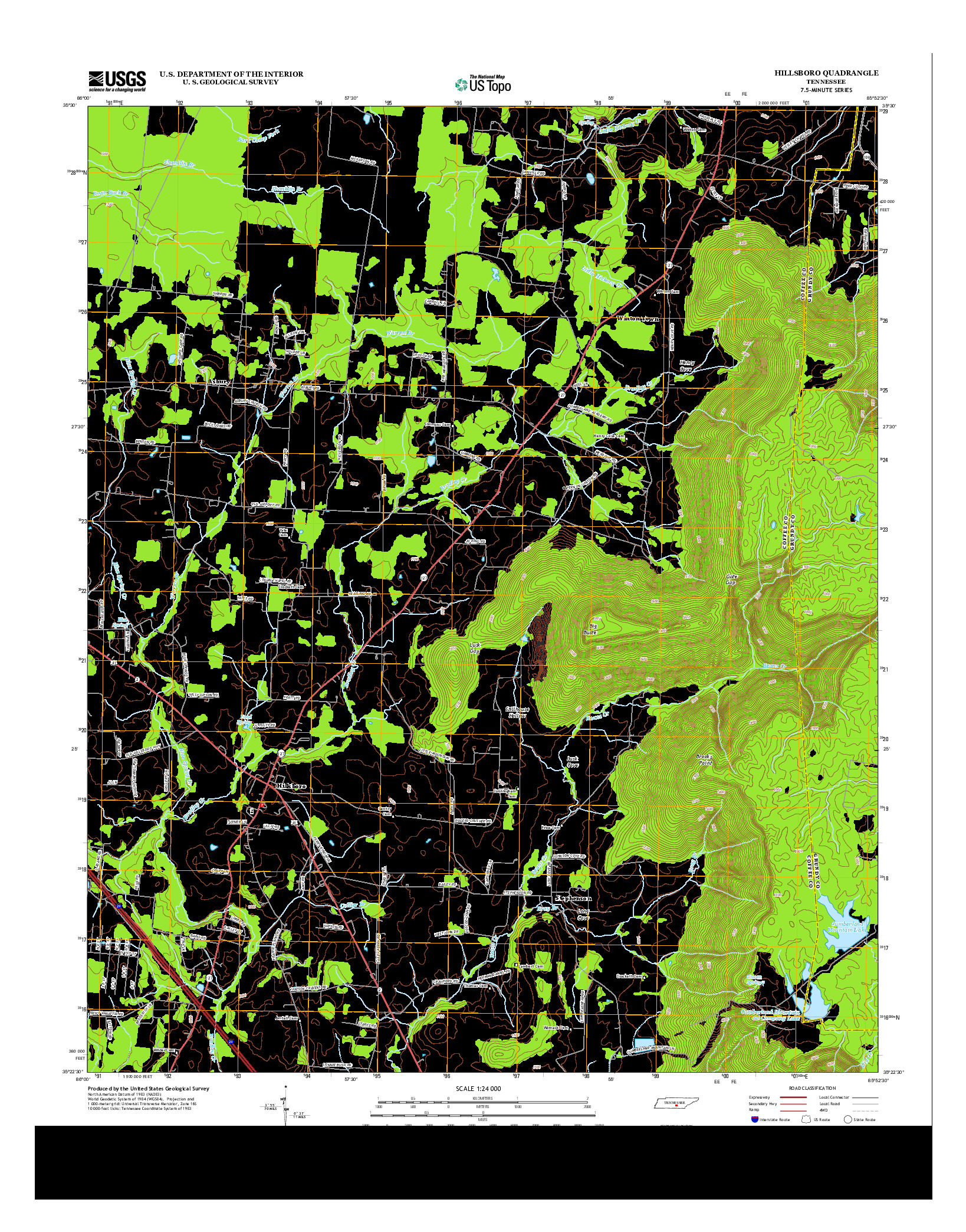 USGS US TOPO 7.5-MINUTE MAP FOR HILLSBORO, TN 2013