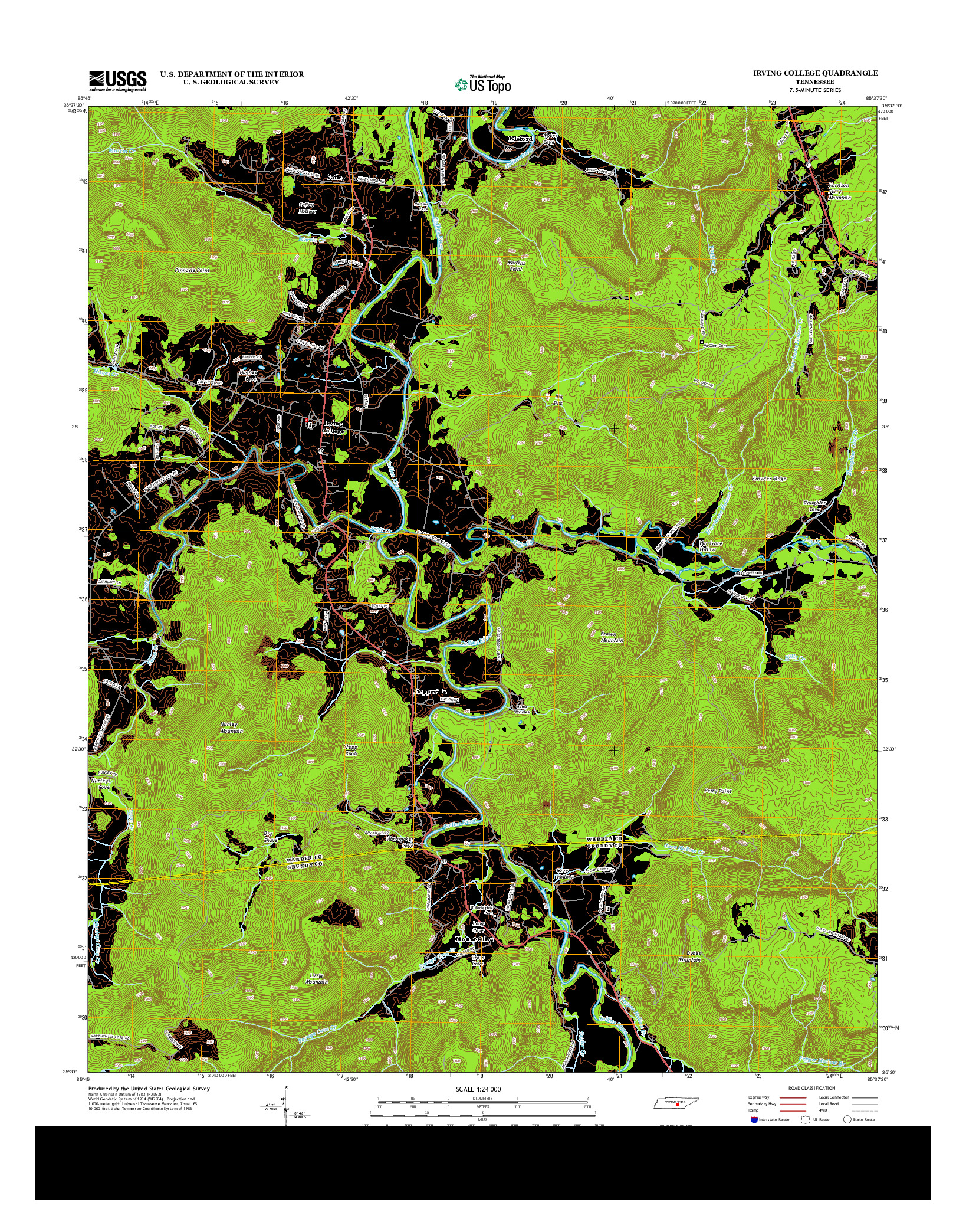 USGS US TOPO 7.5-MINUTE MAP FOR IRVING COLLEGE, TN 2013