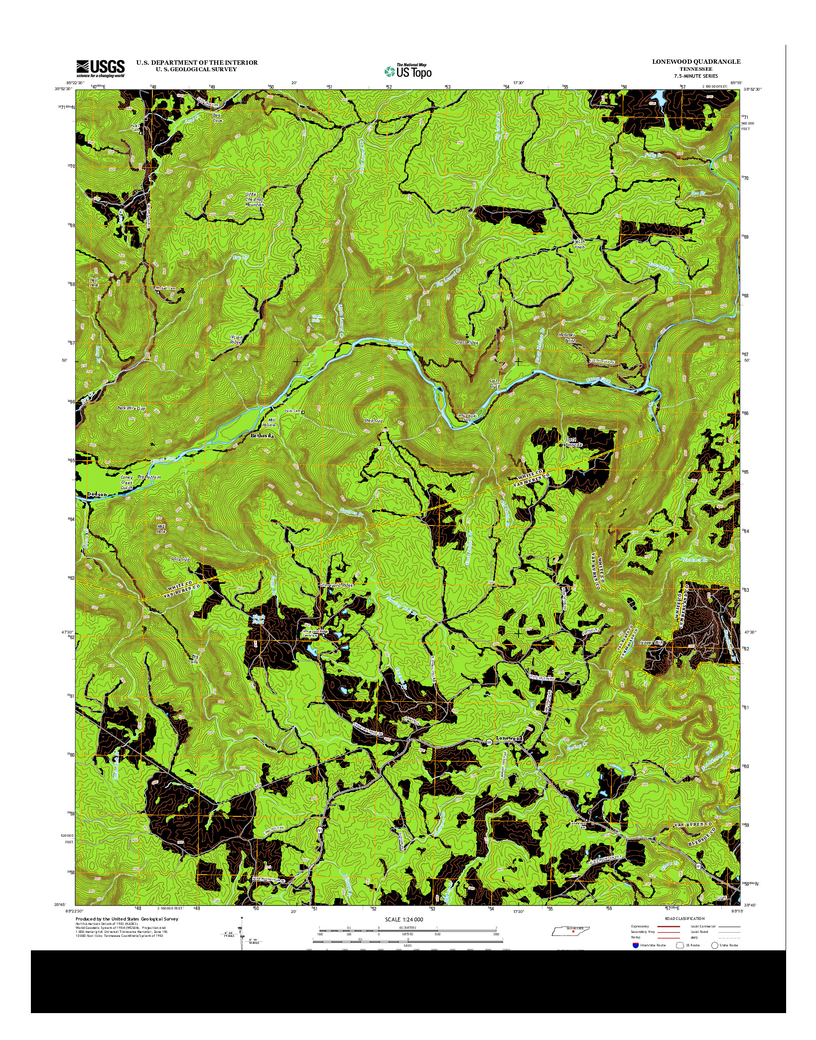 USGS US TOPO 7.5-MINUTE MAP FOR LONEWOOD, TN 2013