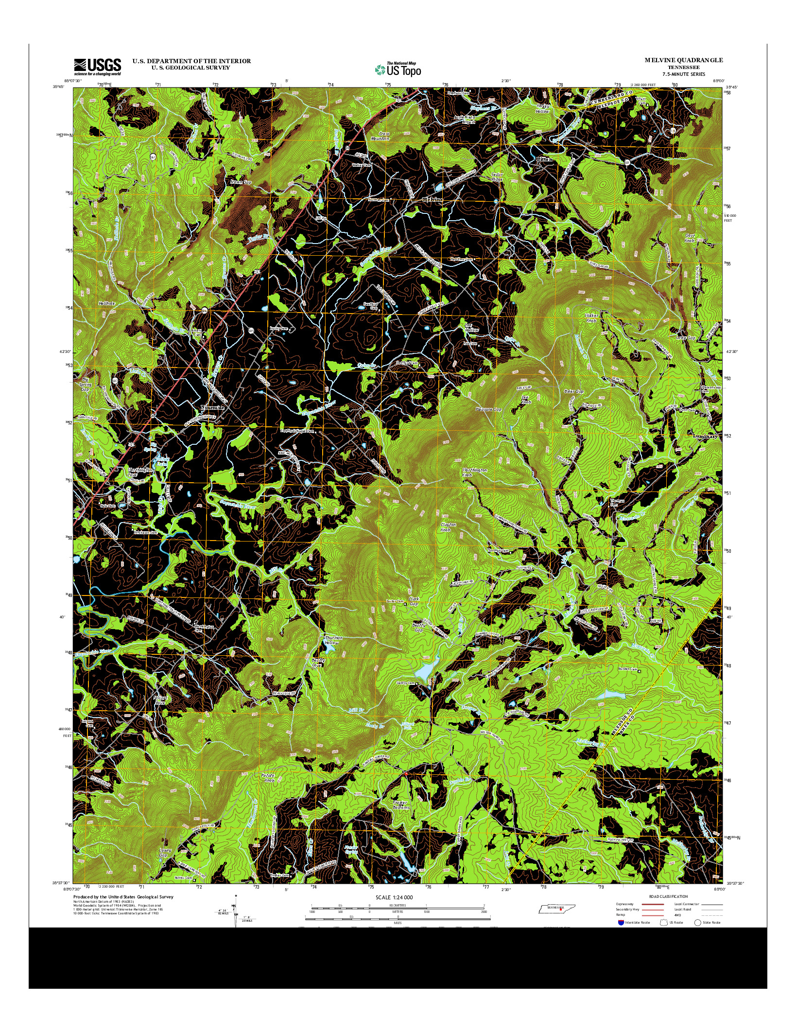 USGS US TOPO 7.5-MINUTE MAP FOR MELVINE, TN 2013