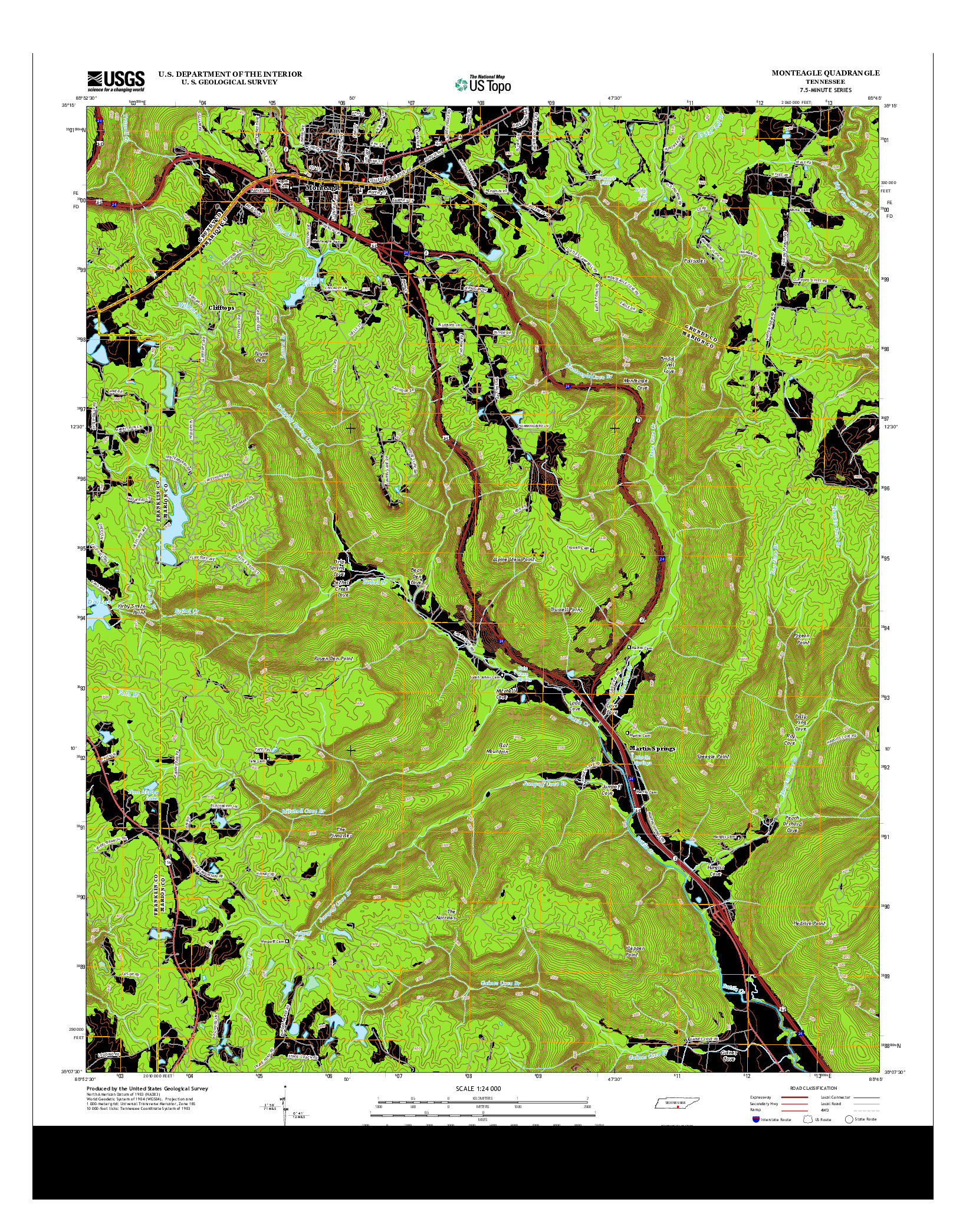 USGS US TOPO 7.5-MINUTE MAP FOR MONTEAGLE, TN 2013