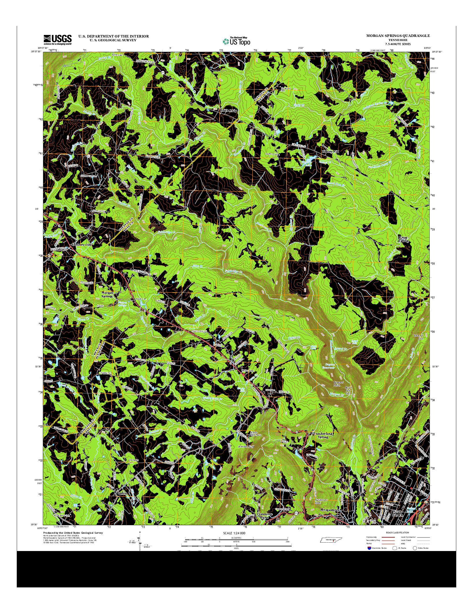 USGS US TOPO 7.5-MINUTE MAP FOR MORGAN SPRINGS, TN 2013
