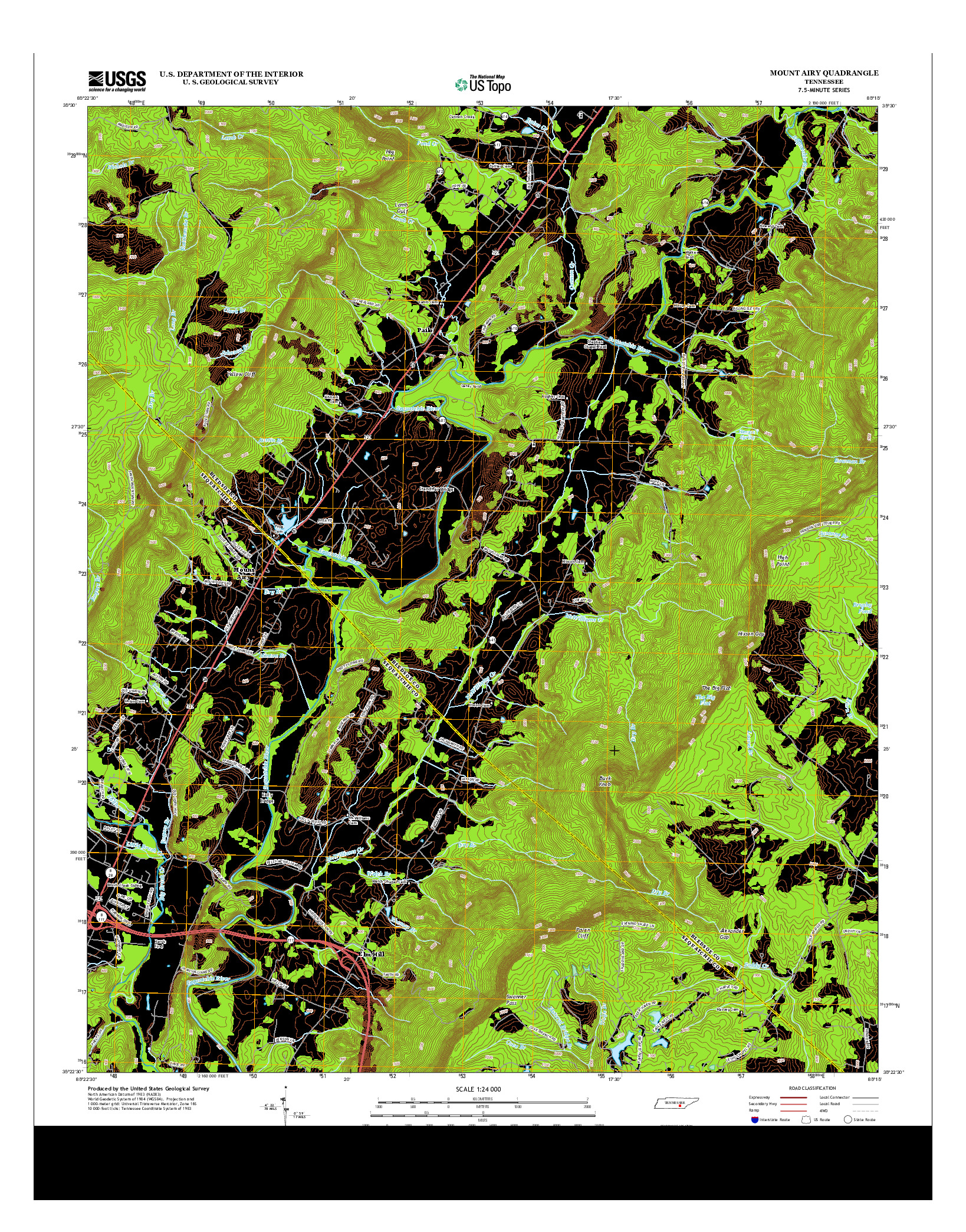 USGS US TOPO 7.5-MINUTE MAP FOR MOUNT AIRY, TN 2013