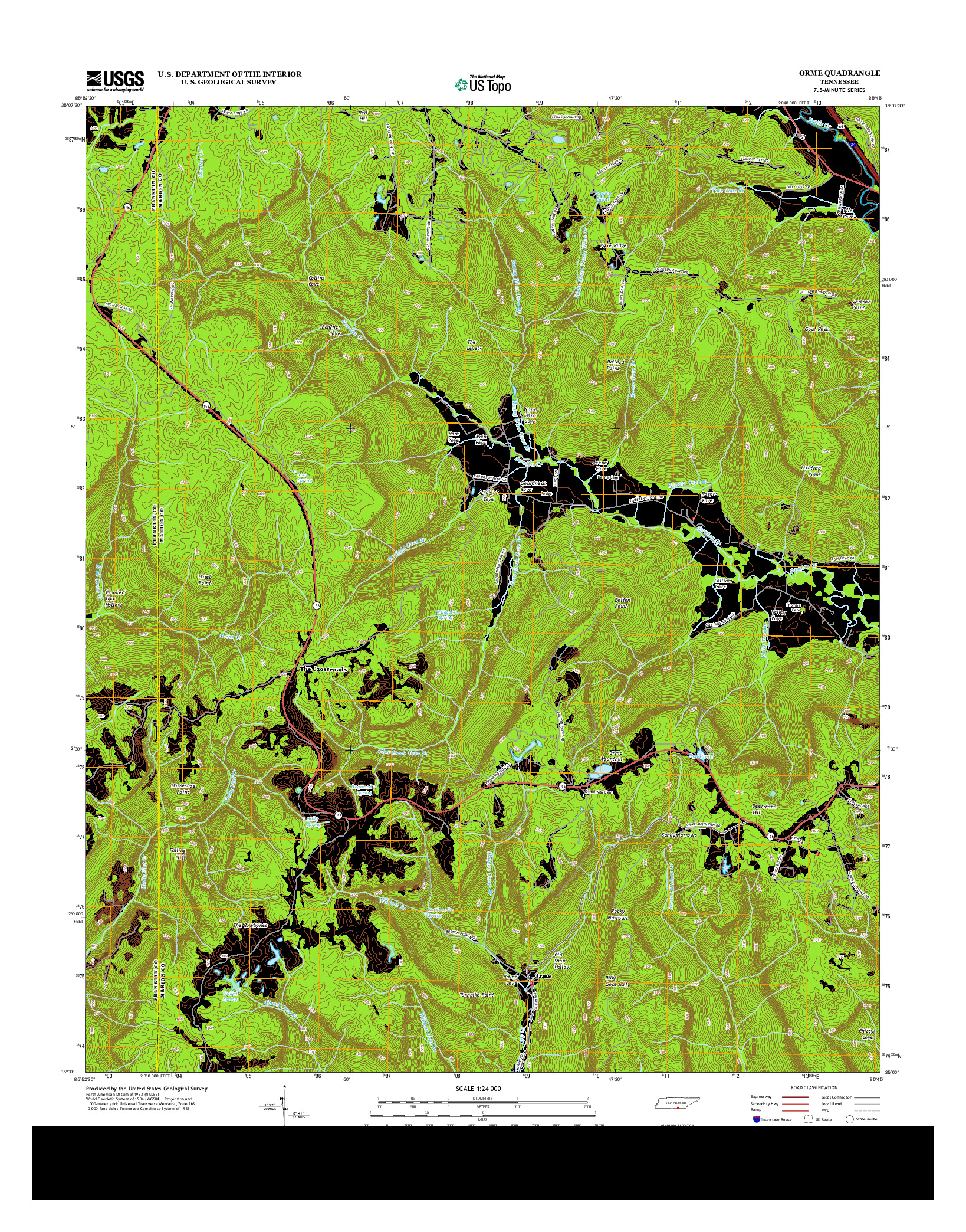 USGS US TOPO 7.5-MINUTE MAP FOR ORME, TN 2013