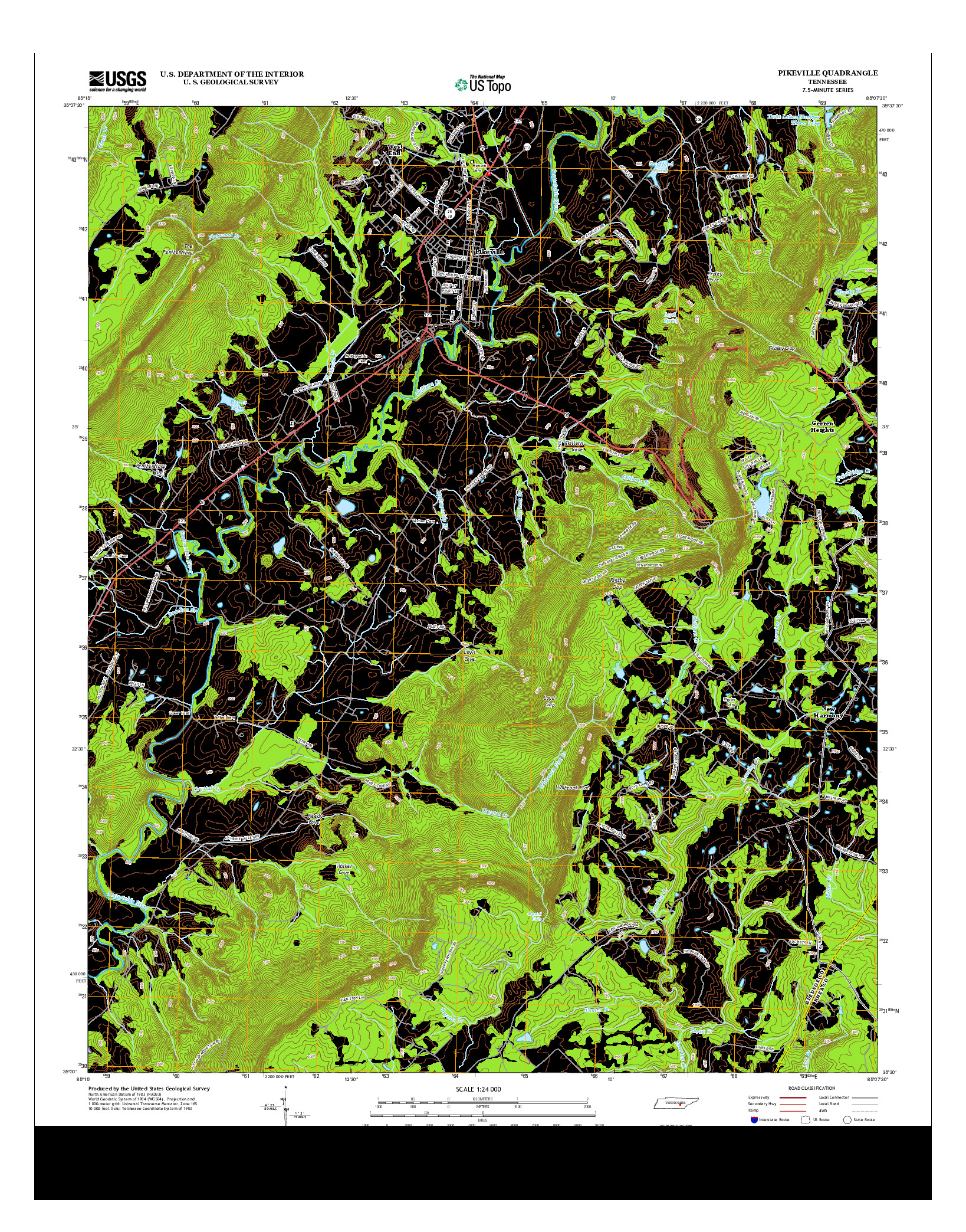 USGS US TOPO 7.5-MINUTE MAP FOR PIKEVILLE, TN 2013